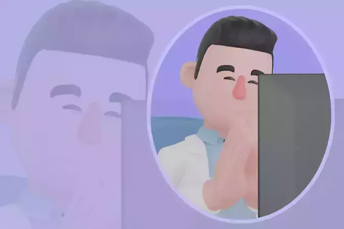 Stylized 3D Male Doctor Character - Praying at Desk Pose