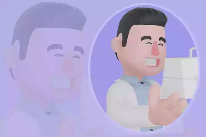 Stylized 3D Male Doctor Character-Holding First Aid Kit Smiling 3D model