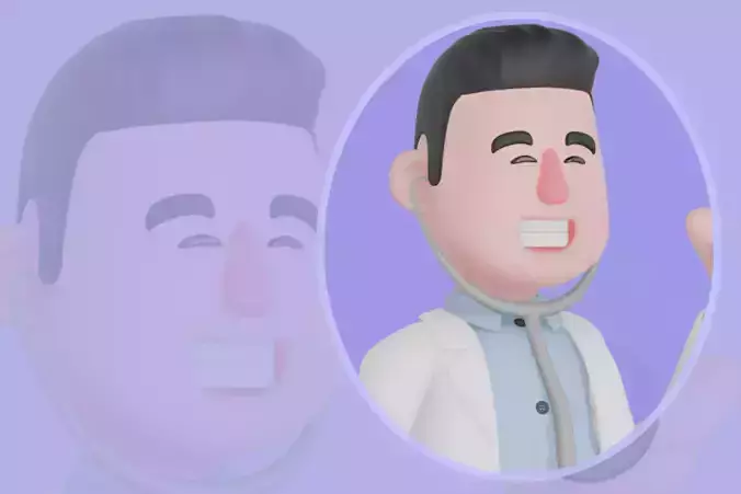 Stylized 3D Male Doctor Character - Holding Stethoscope Smiling