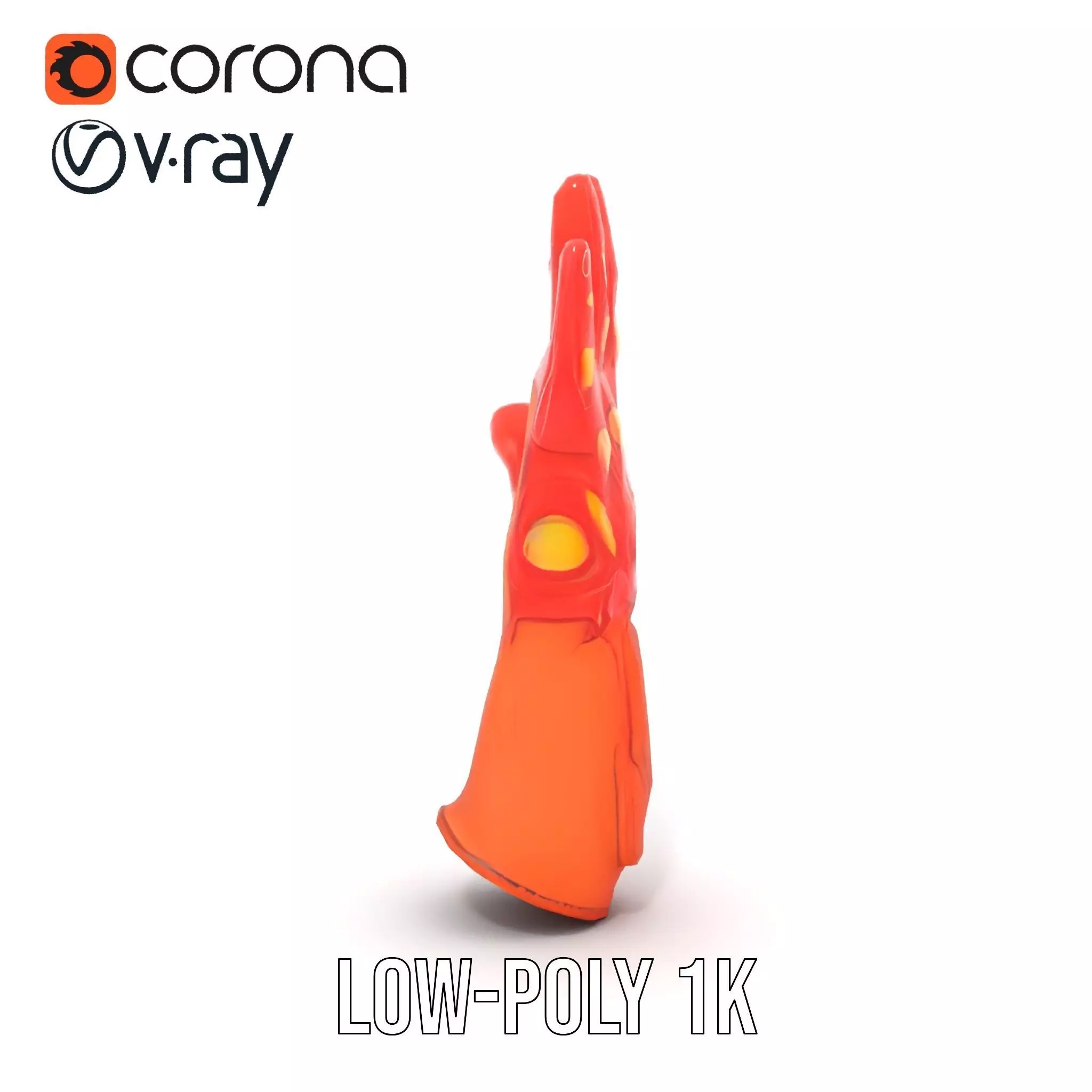 Futuristic Robotic Glove Model Pack with Glowing Elements Low-poly 3D model_9