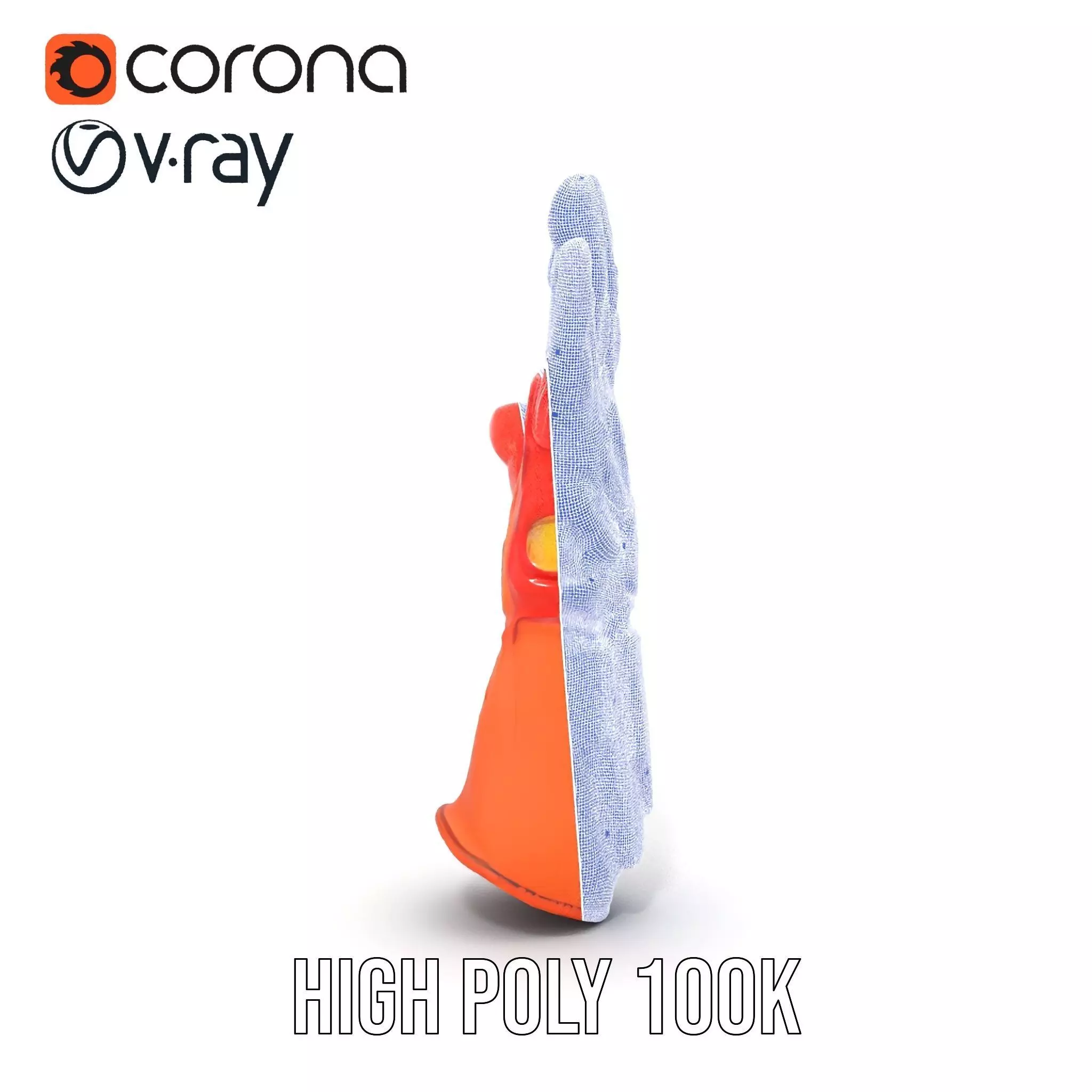 Futuristic Robotic Glove Model Pack with Glowing Elements Low-poly 3D model_24