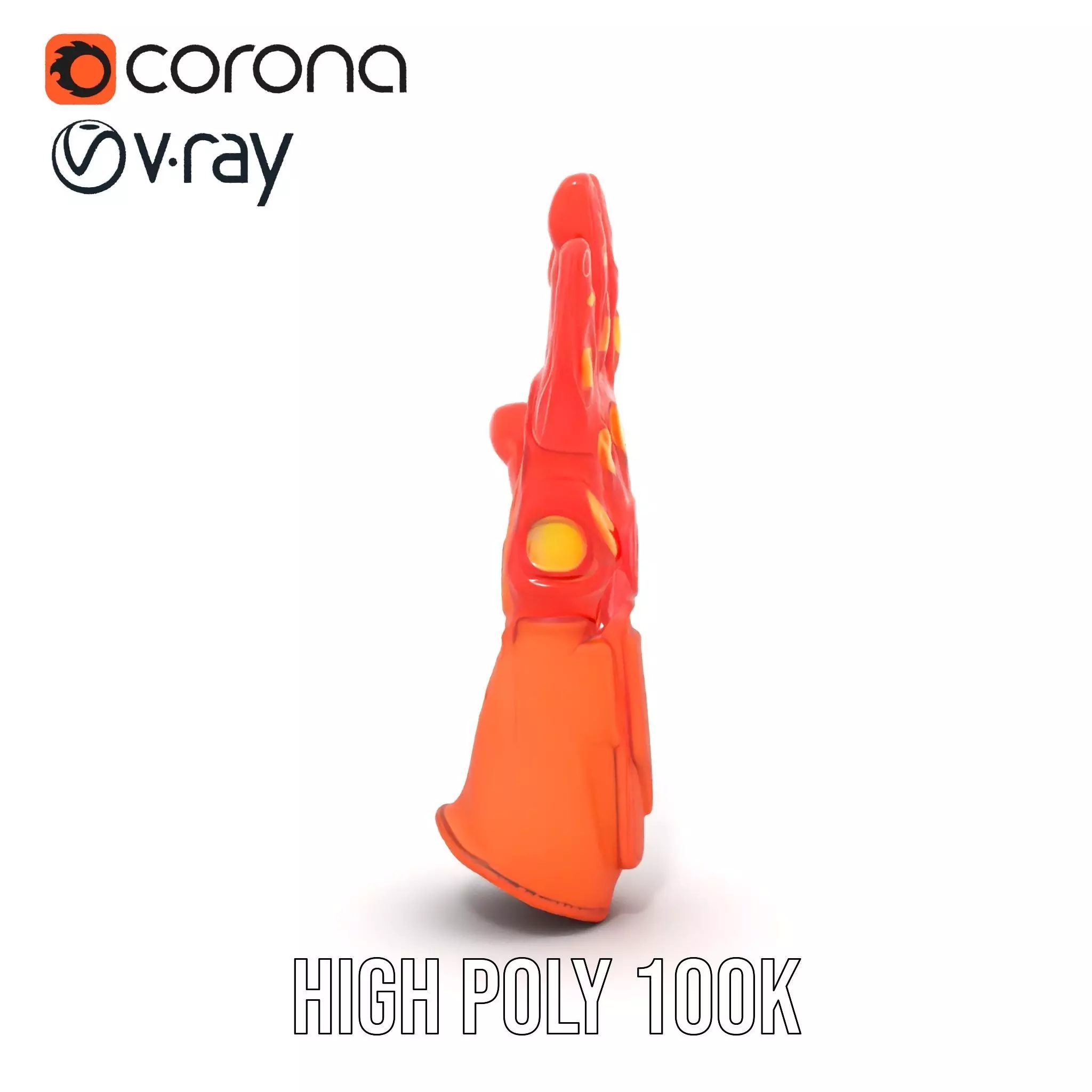 Futuristic Robotic Glove Model Pack with Glowing Elements Low-poly 3D model_15