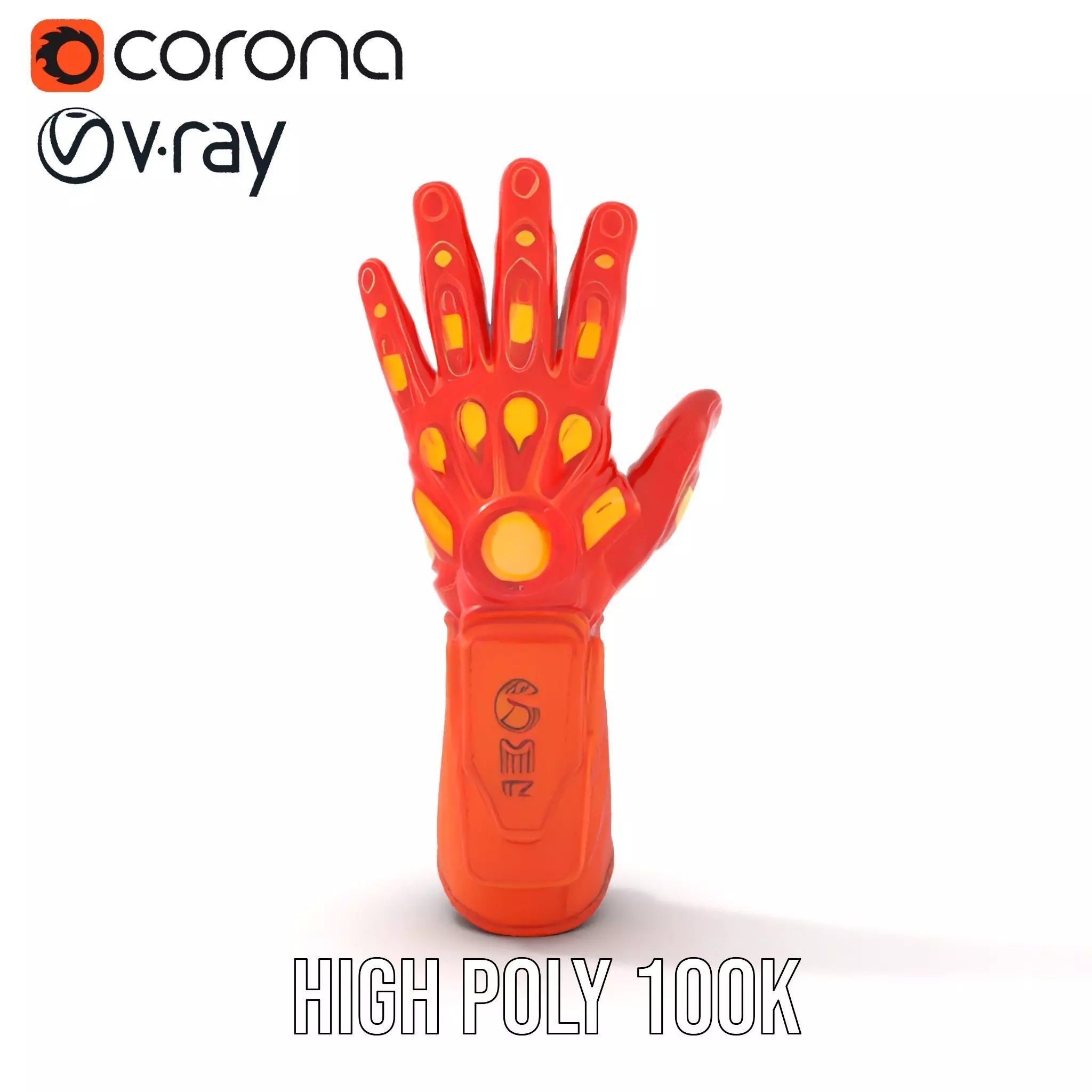 Futuristic Robotic Glove Model Pack with Glowing Elements Low-poly 3D model_30