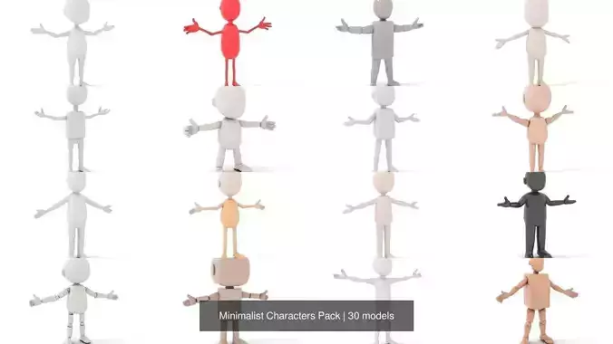 Minimalist Characters Pack 3D Model Collection