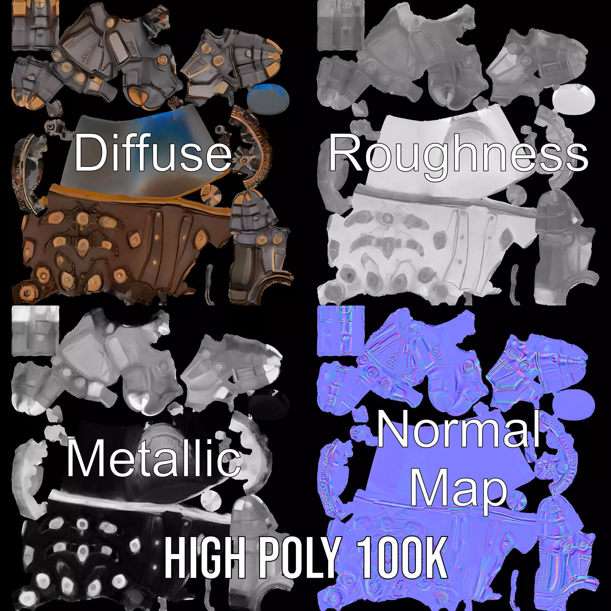 Steampunk Mechanical Hand Model Pack Low-poly 3D model_4