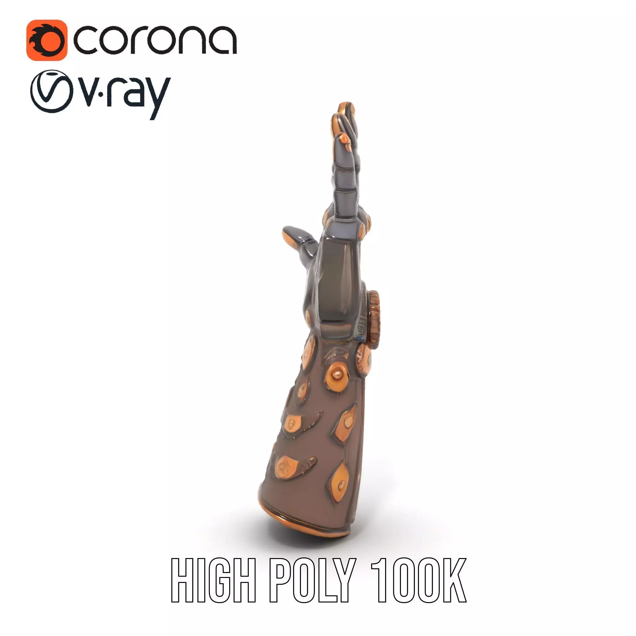 Steampunk Mechanical Hand Model Pack Low-poly 3D model_15