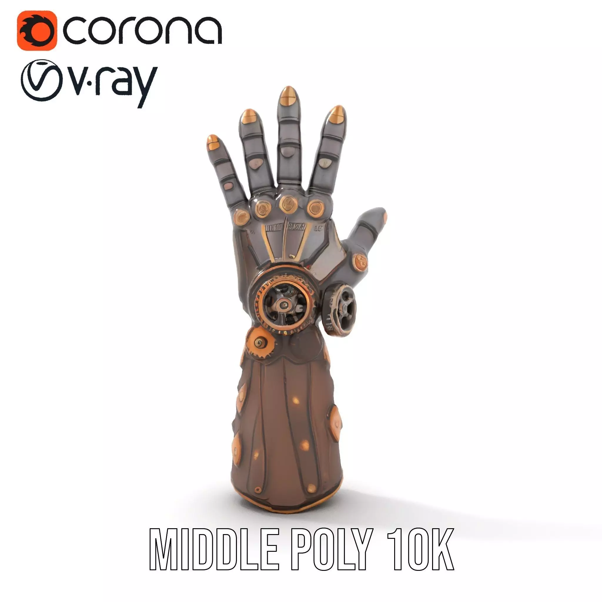 Steampunk Mechanical Hand Model Pack Low-poly 3D model_7