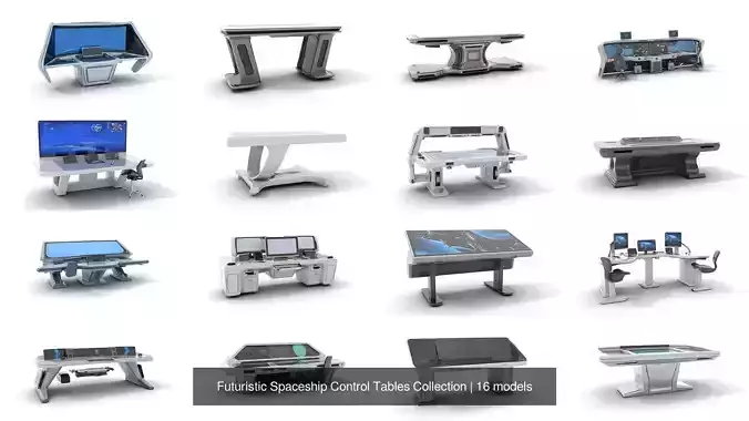 Futuristic Spaceship Control Tables Collection 