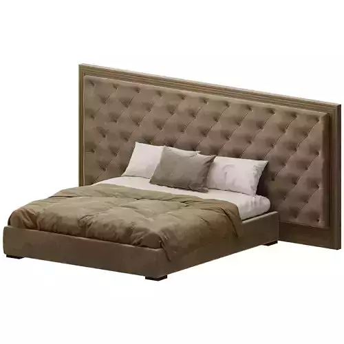 Luxury Tufted Upholstered Bed with Oversized Panel Headboard