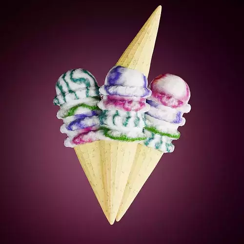 3D Ice Cream Cone Low-poly 3D model 2