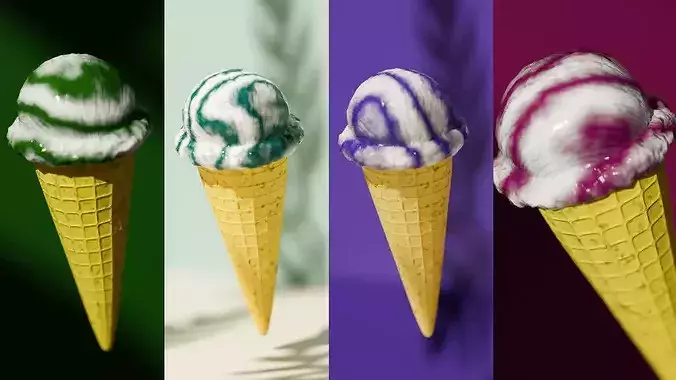 3D Ice Cream Cone Low-poly 3D model 3