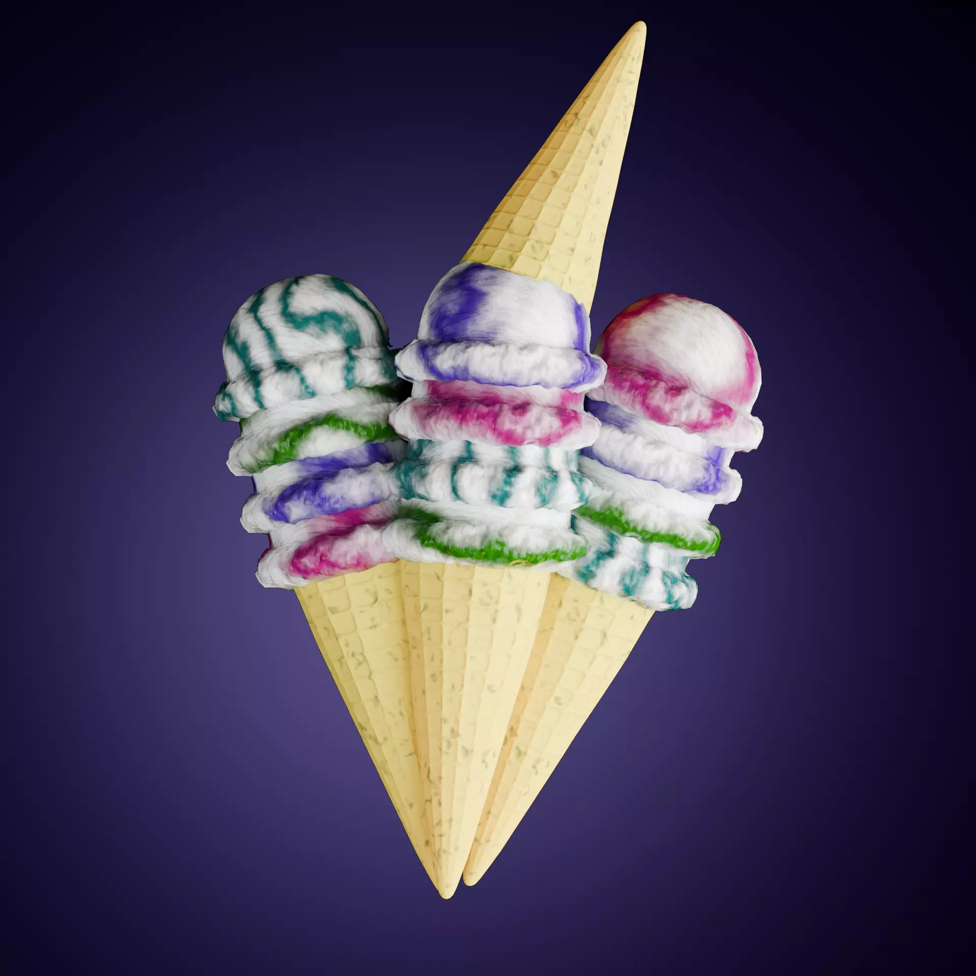 3D Ice Cream Cone Low-poly 3D model