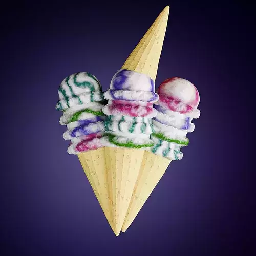 3D Ice Cream Cone Low-poly 3D model