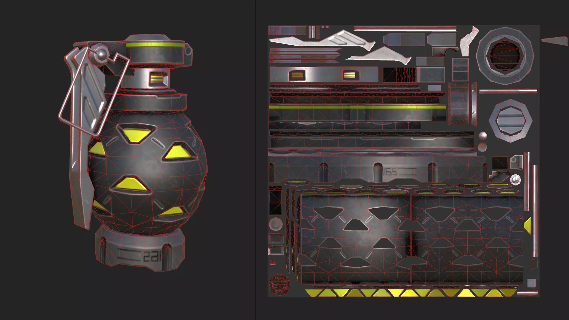 Hand Grenade 3D Model 002 Low-poly 3D model_9