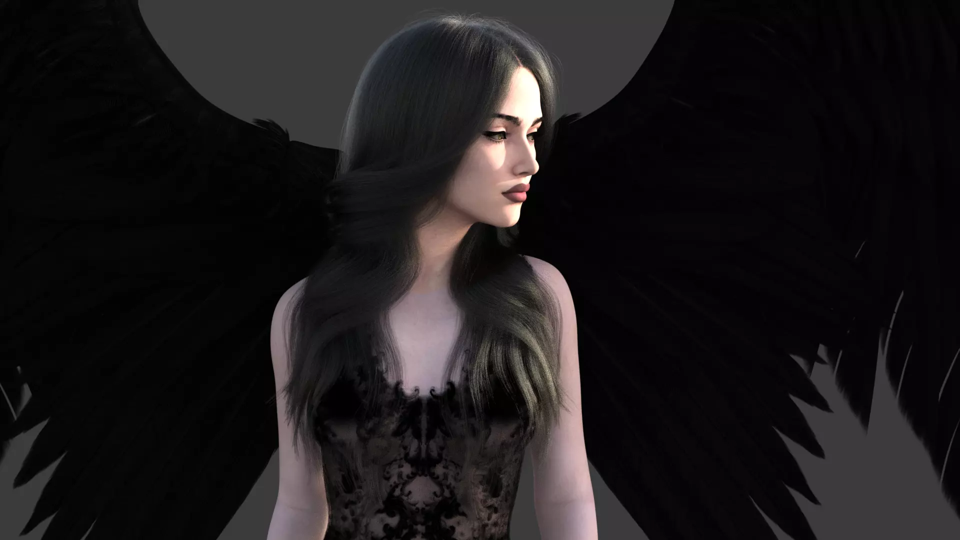 Dark Angel  Realistic Female Character  Game Ready  Low-poly 3D model_1