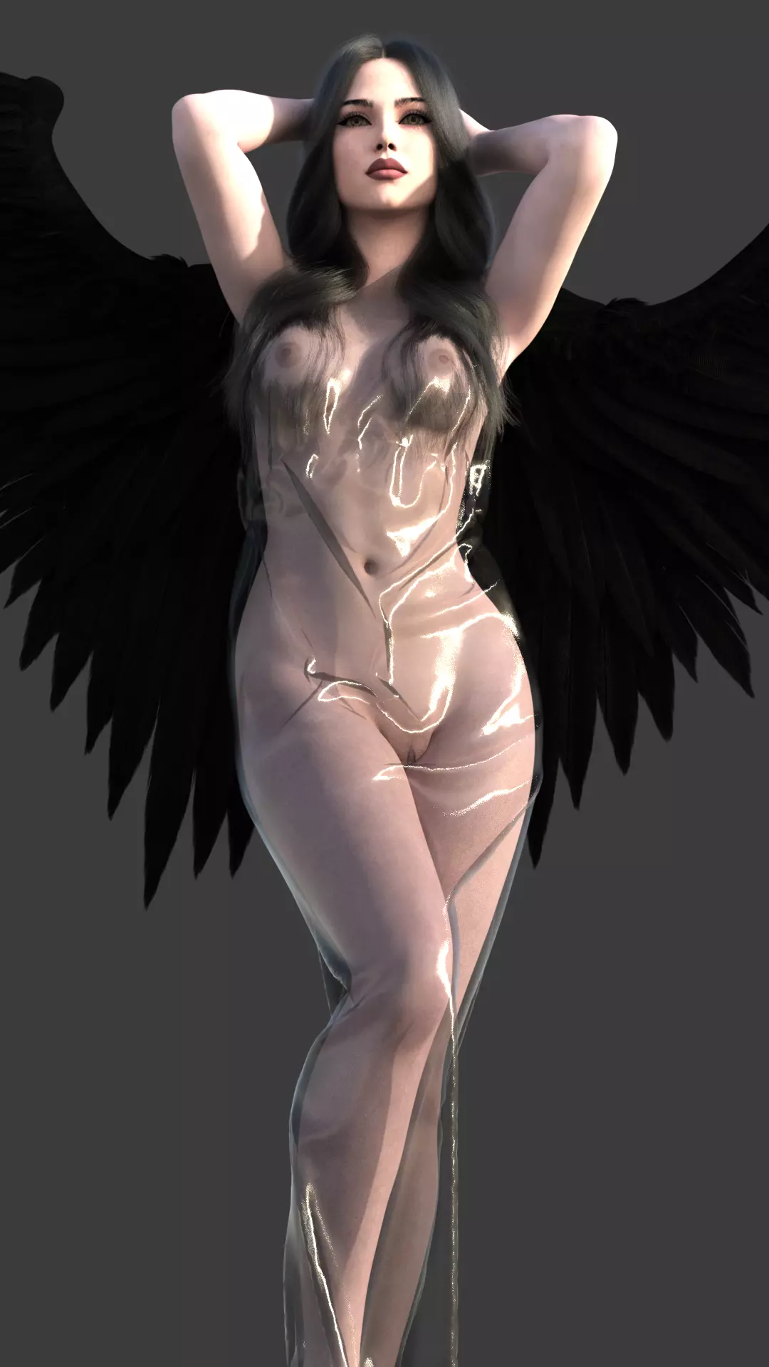 Dark Angel  Realistic Female Character  Game Ready  Low-poly 3D model_4