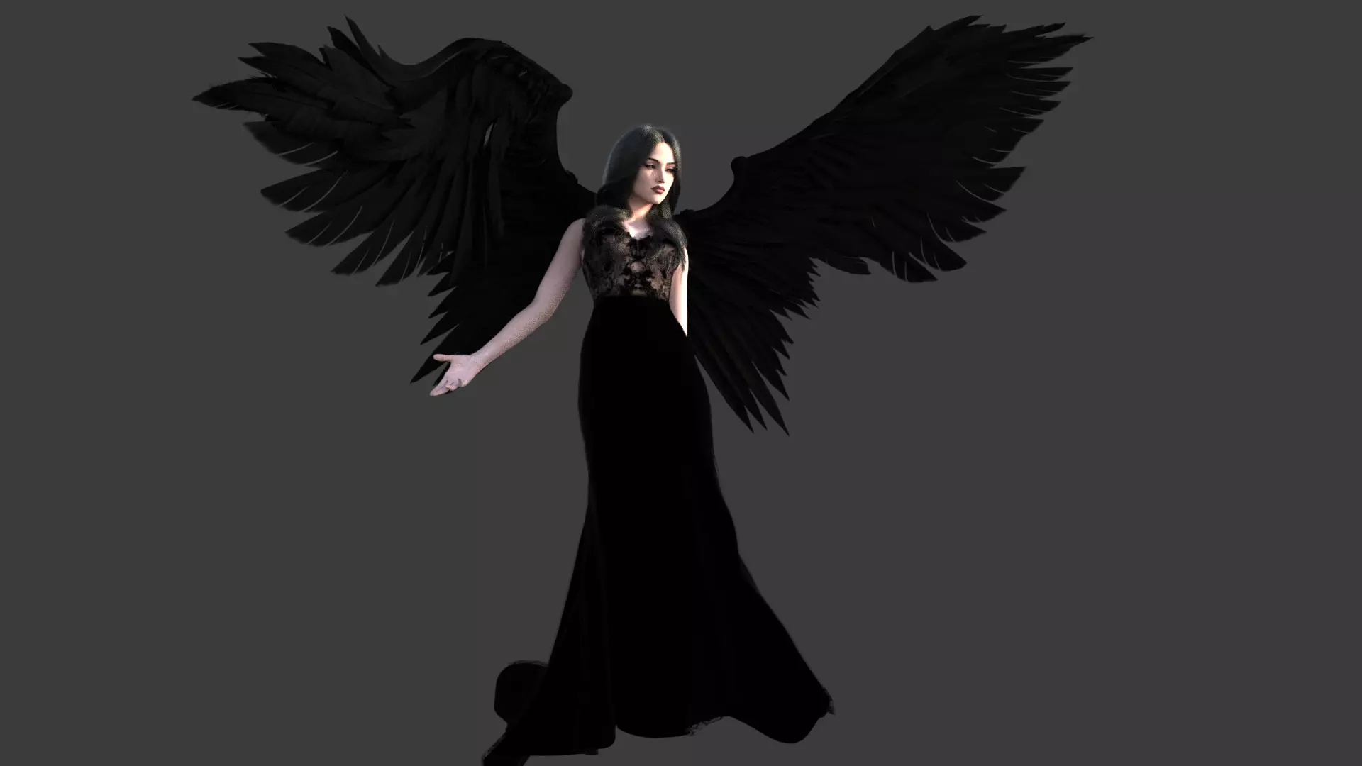 Dark Angel  Realistic Female Character  Game Ready  Low-poly 3D model_2
