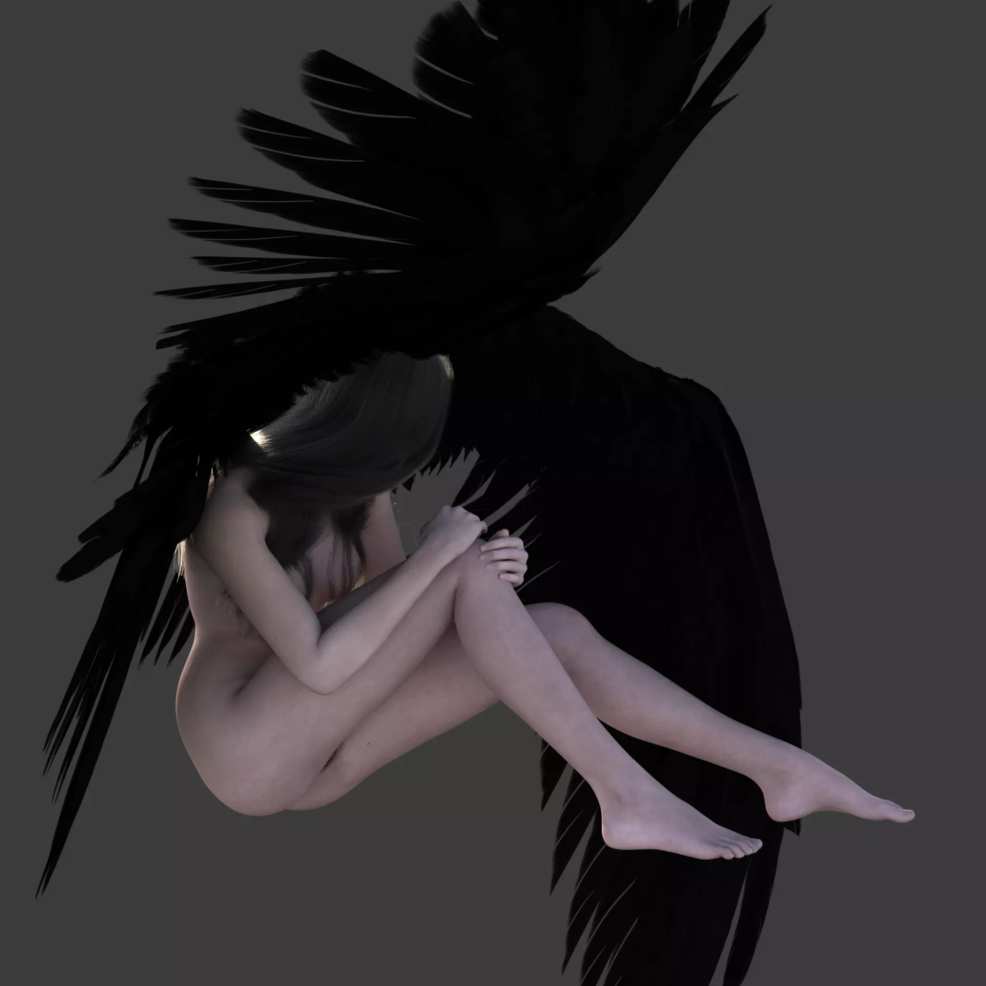 Dark Angel  Realistic Female Character  Game Ready  Low-poly 3D model_5