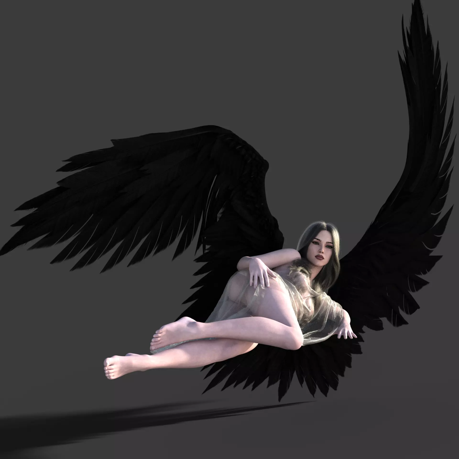 Dark Angel  Realistic Female Character  Game Ready  Low-poly 3D model_0