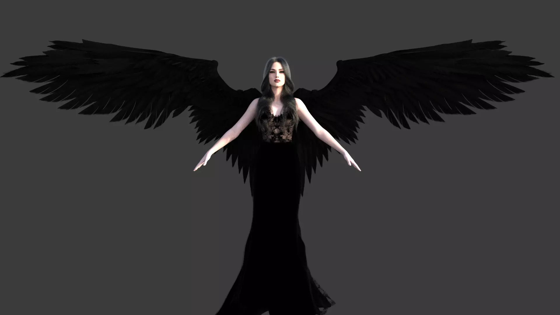Dark Angel  Realistic Female Character  Game Ready  Low-poly 3D model_3