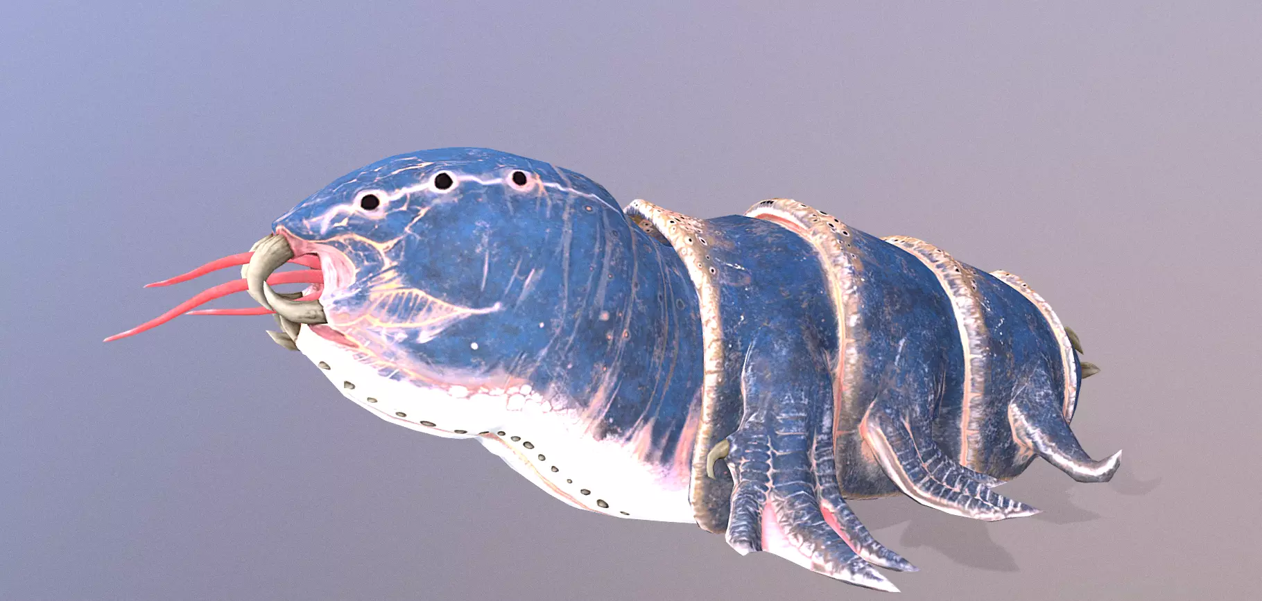 LAZY Giant Blue Larva Multi Action Fbx Pbr Animated 3D model