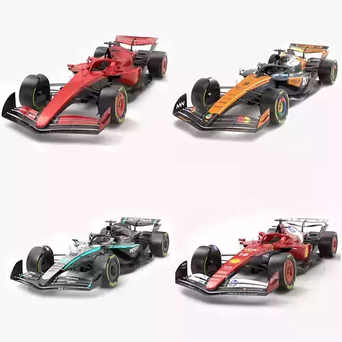 F1 2025 Racing Car Bundle 4 HighQuality 4K PBR Game Ready 3D Model Collection