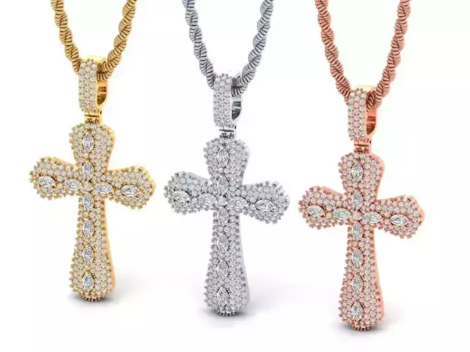 Marquise Cross Pendant 2inch