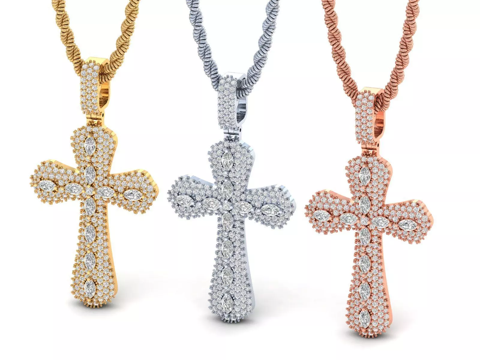 Marquise Cross Pendant 2inch 3D print model