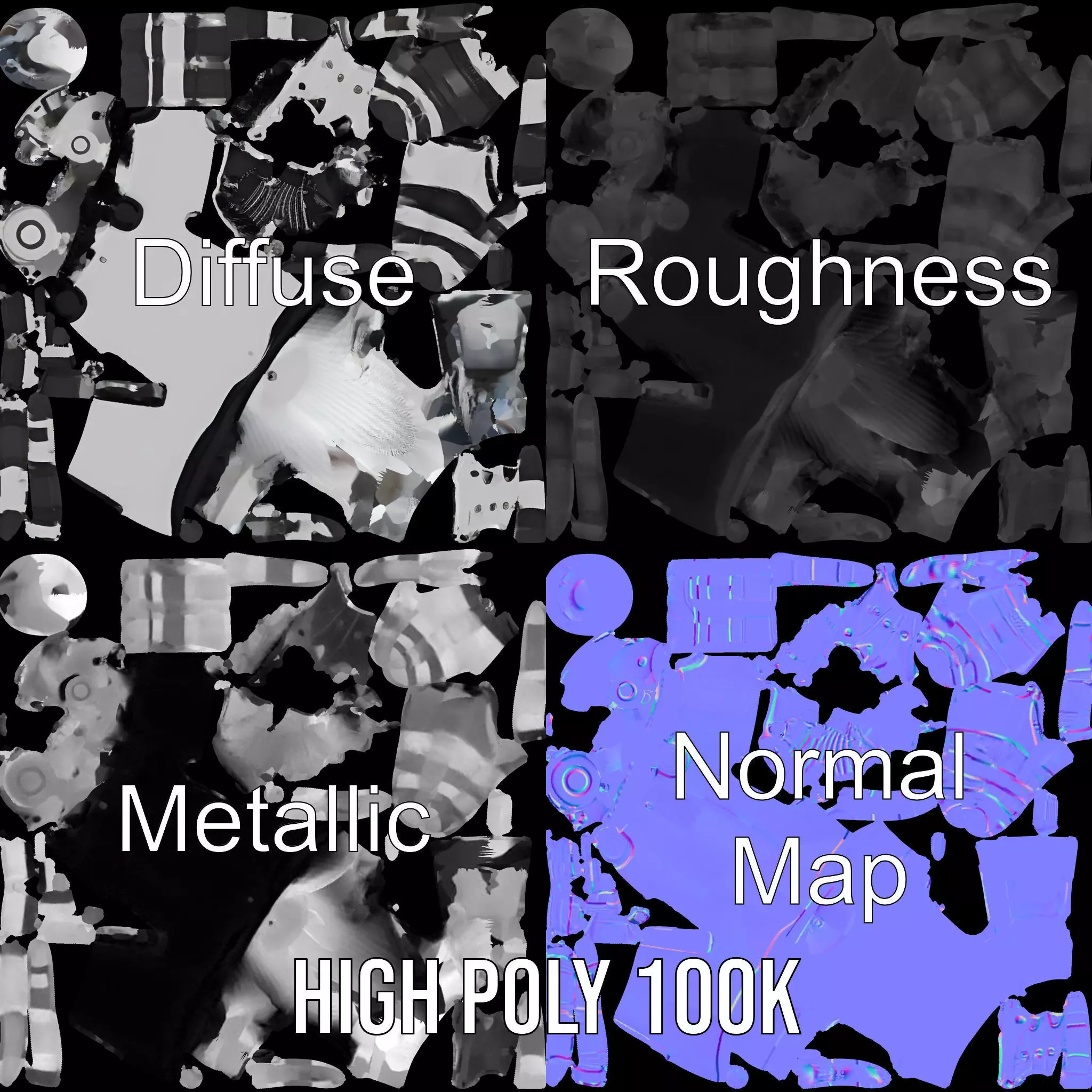 Robotic Hand Model Pack with Articulated Fingers Low-poly 3D model_3