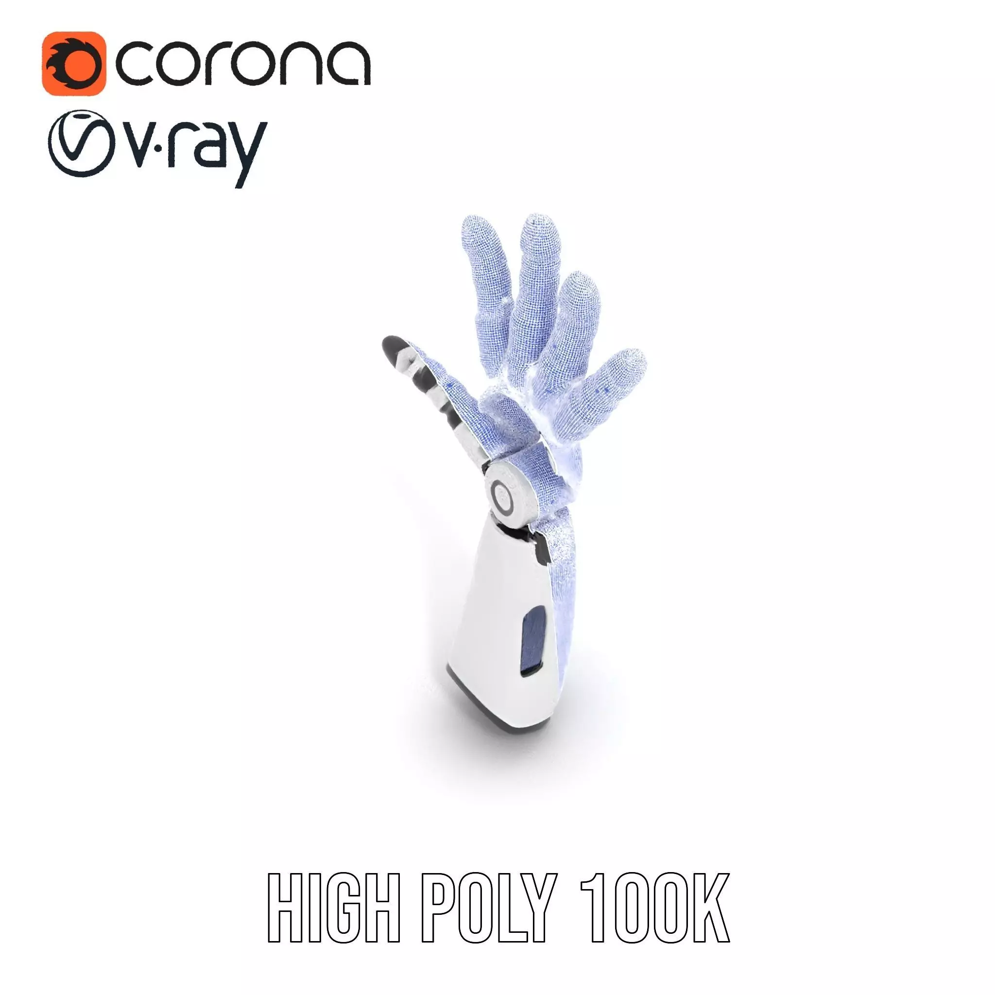 Robotic Hand Model Pack with Articulated Fingers Low-poly 3D model_23