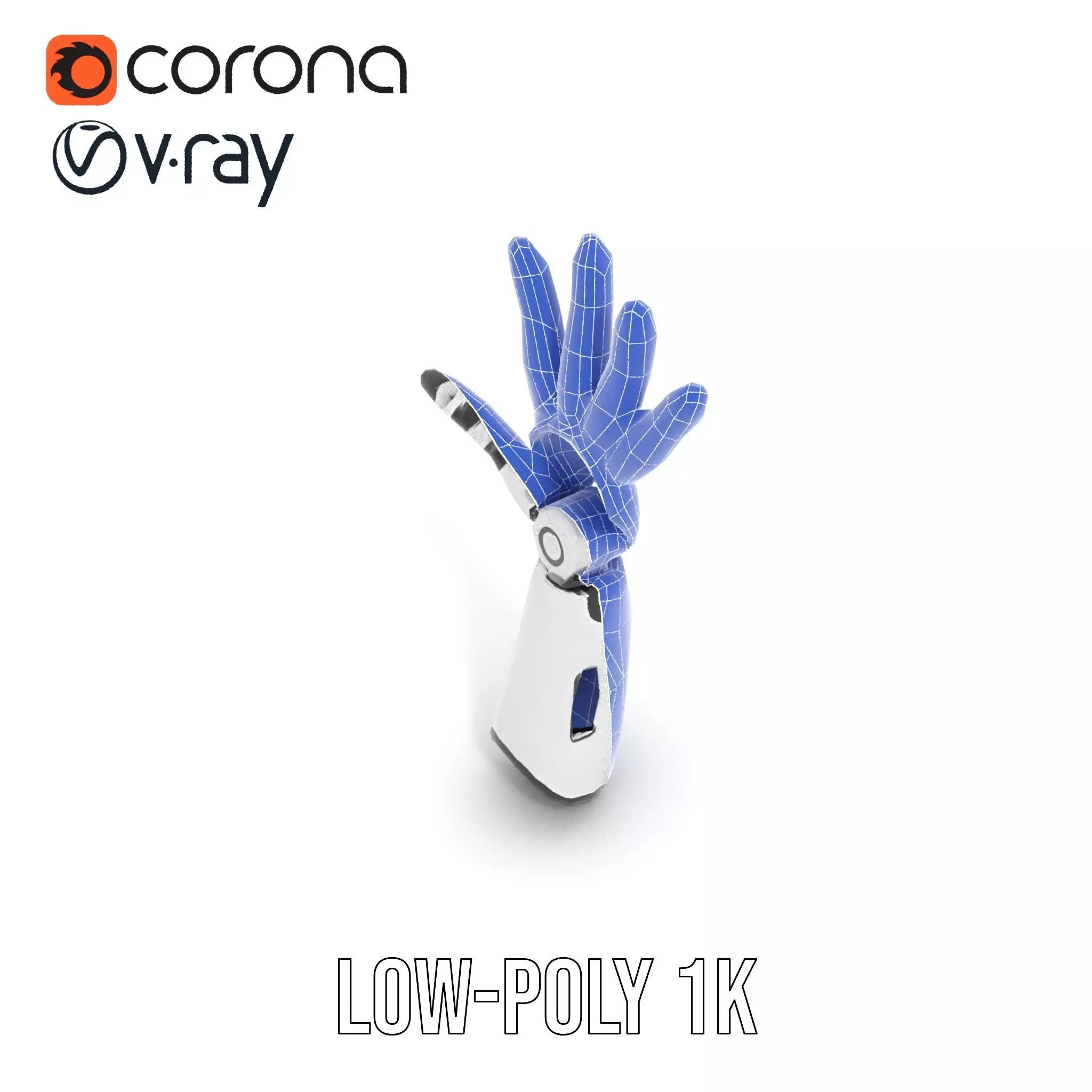 Robotic Hand Model Pack with Articulated Fingers Low-poly 3D model_13