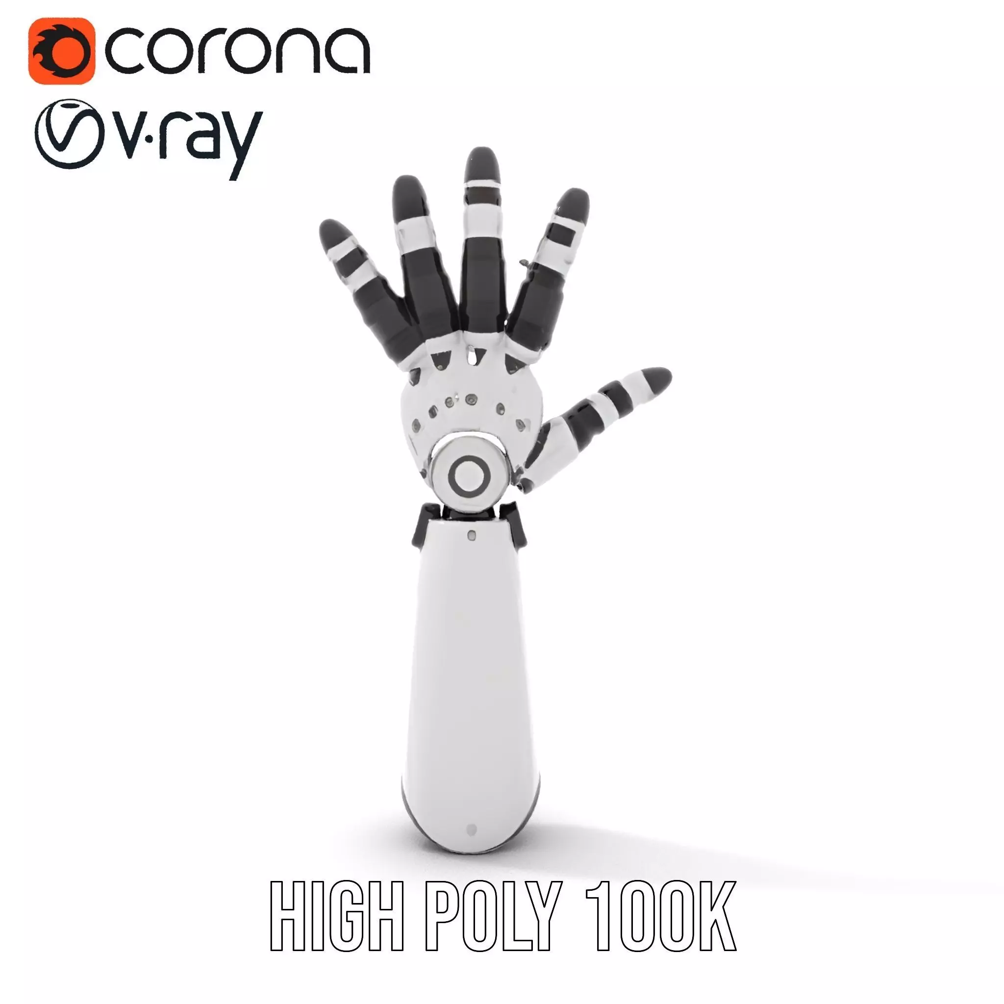 Robotic Hand Model Pack with Articulated Fingers Low-poly 3D model_20