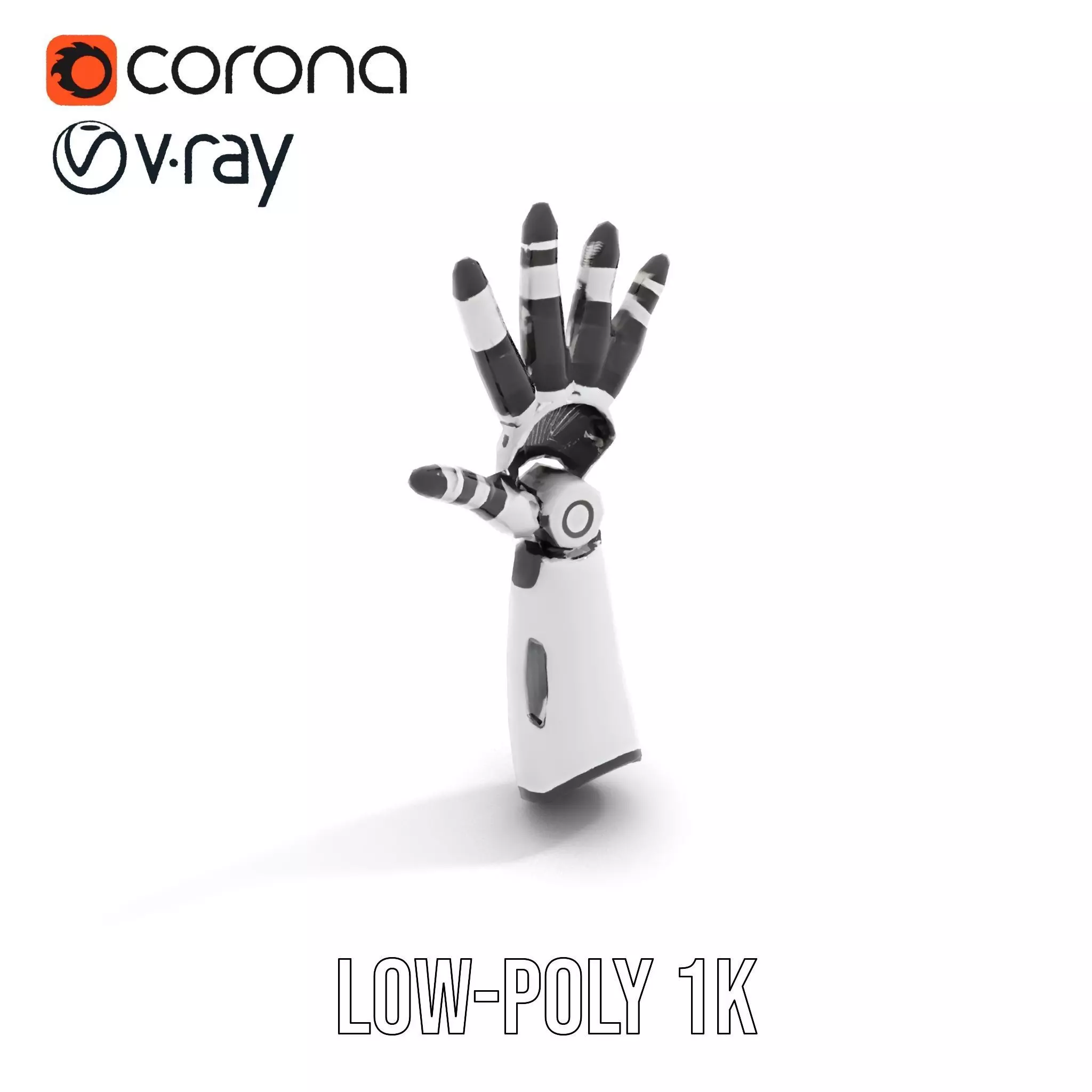 Robotic Hand Model Pack with Articulated Fingers Low-poly 3D model_7