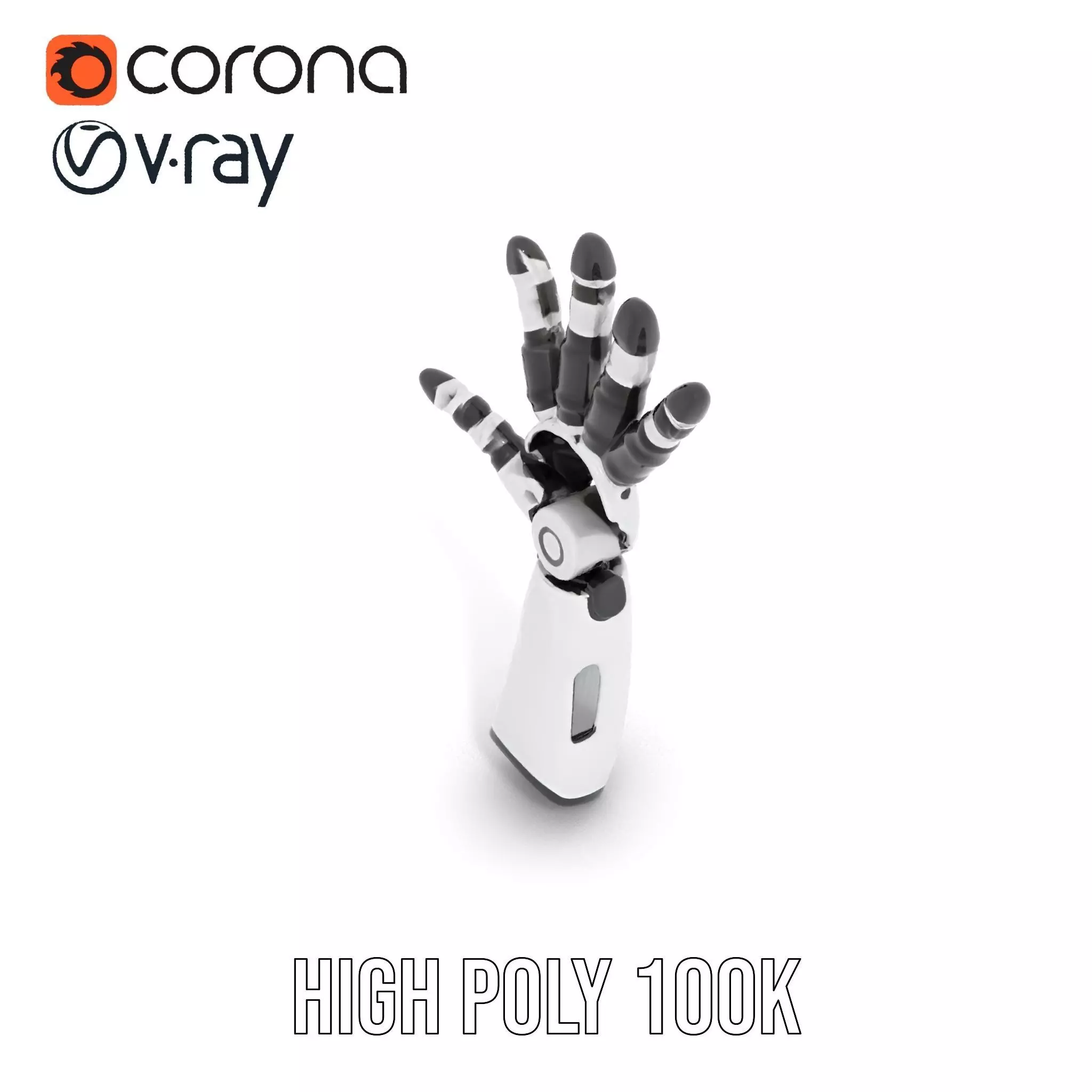 Robotic Hand Model Pack with Articulated Fingers Low-poly 3D model_17