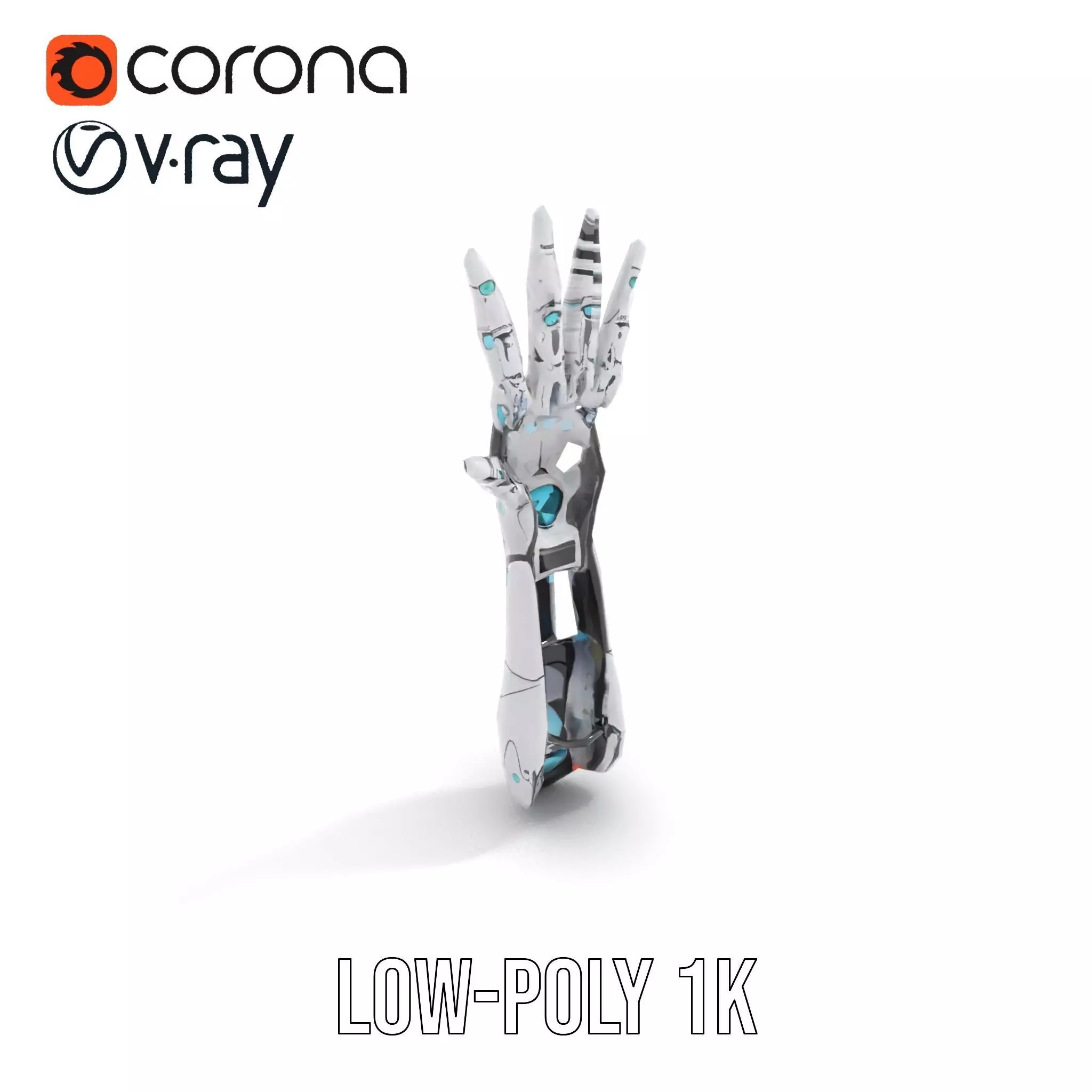 Futuristic Robotic Hand Model Pack with LED Highlights Low-poly 3D model_25