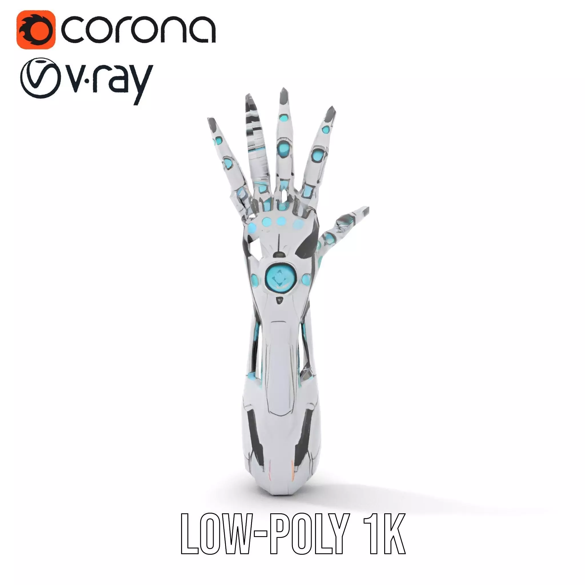 Futuristic Robotic Hand Model Pack with LED Highlights Low-poly 3D model_22