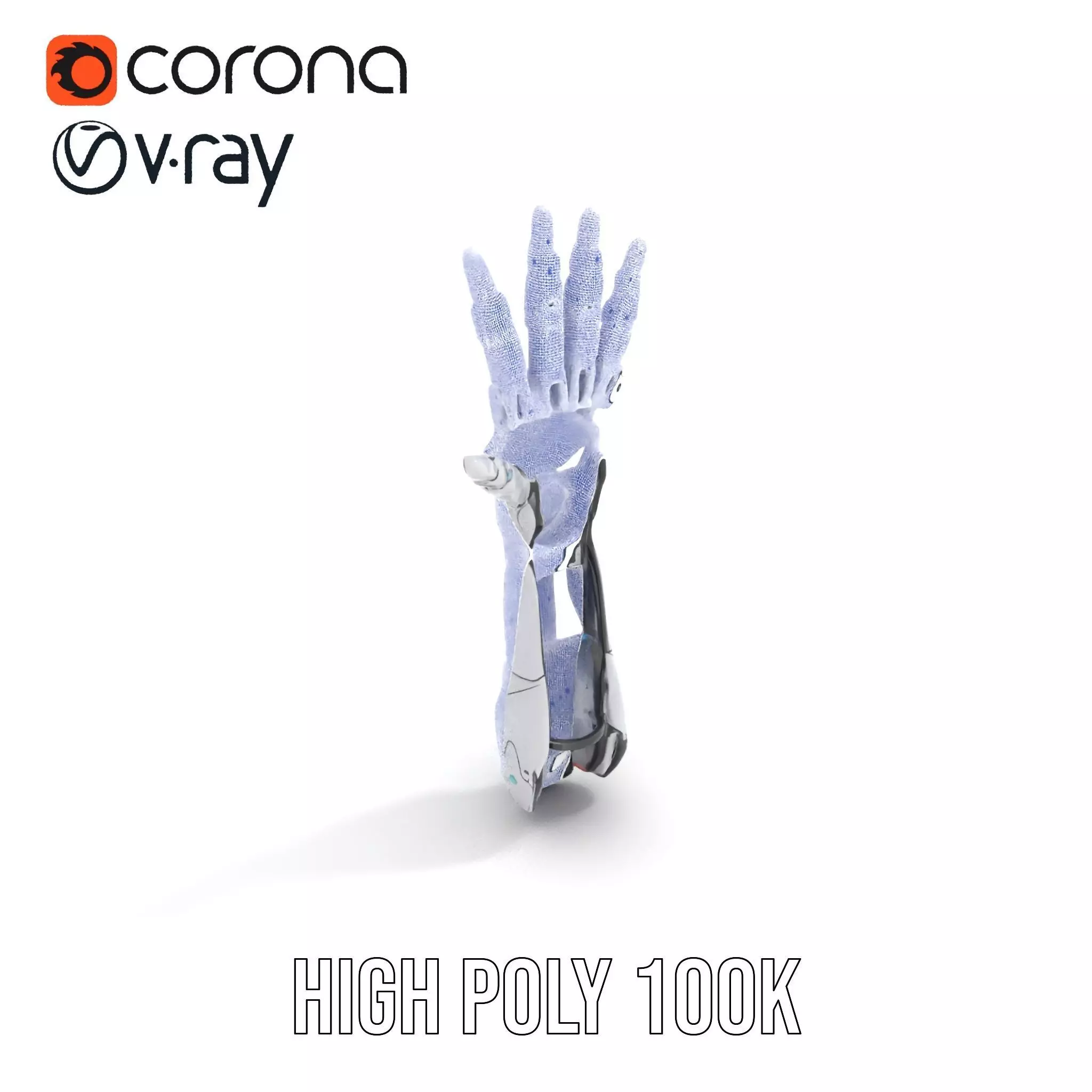 Futuristic Robotic Hand Model Pack with LED Highlights Low-poly 3D model_31