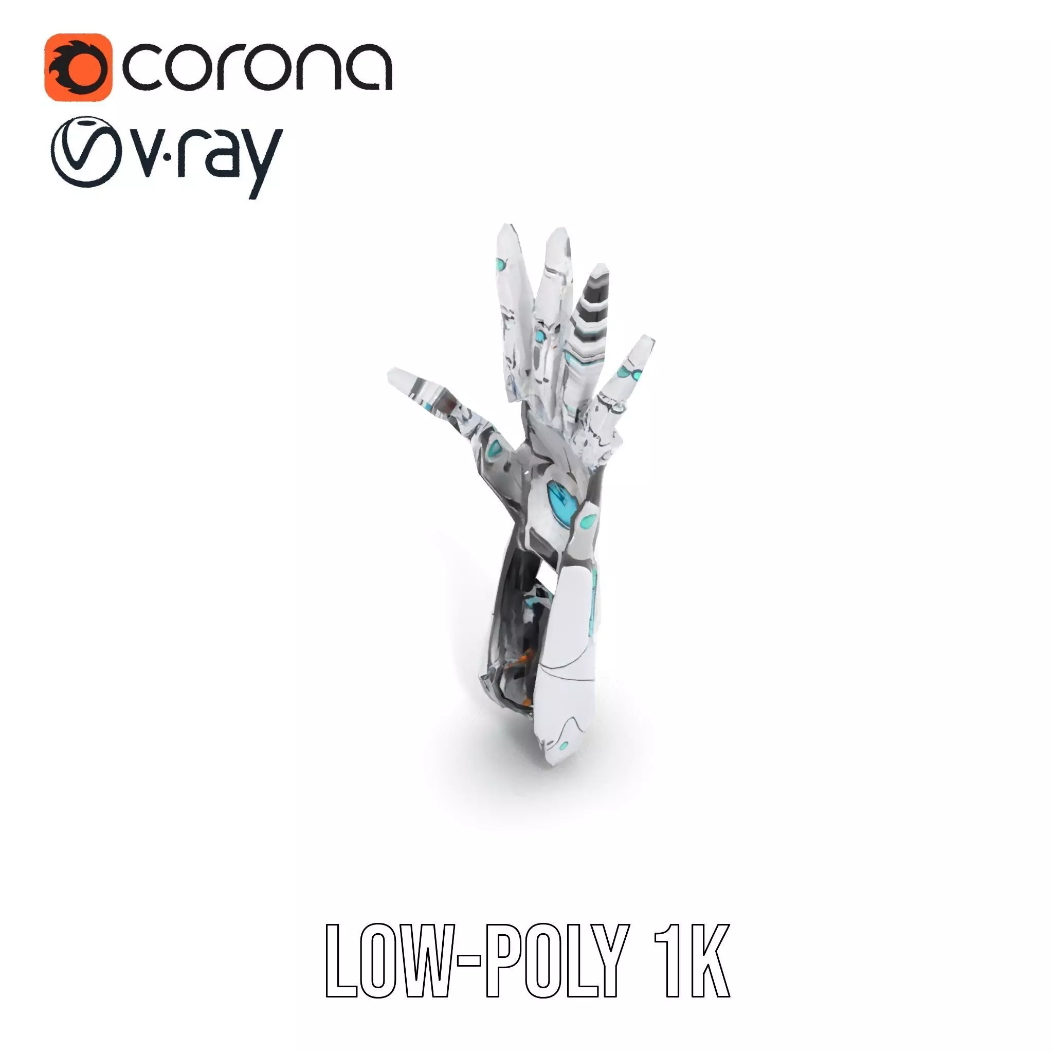 Futuristic Robotic Hand Model Pack with LED Highlights Low-poly 3D model_7