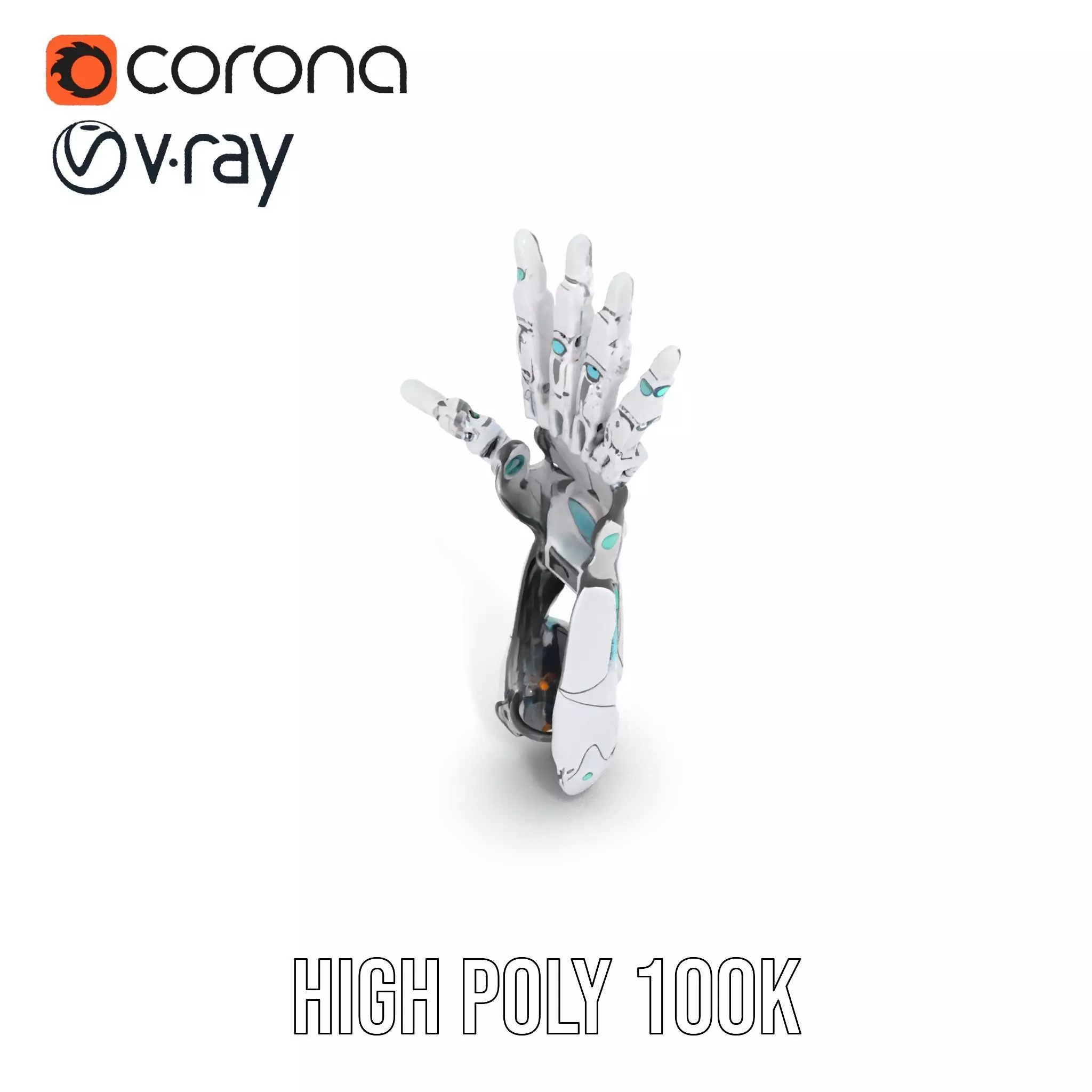 Futuristic Robotic Hand Model Pack with LED Highlights Low-poly 3D model_14