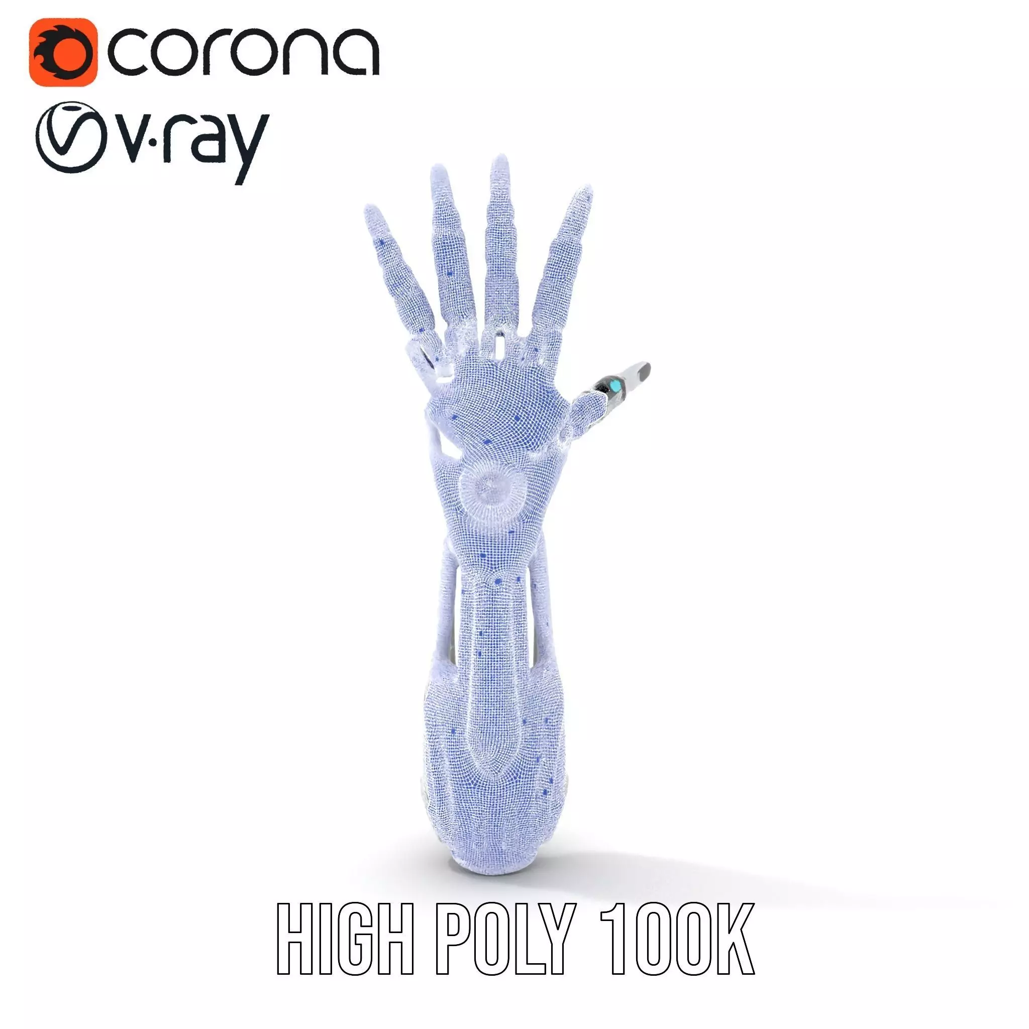 Futuristic Robotic Hand Model Pack with LED Highlights Low-poly 3D model_23