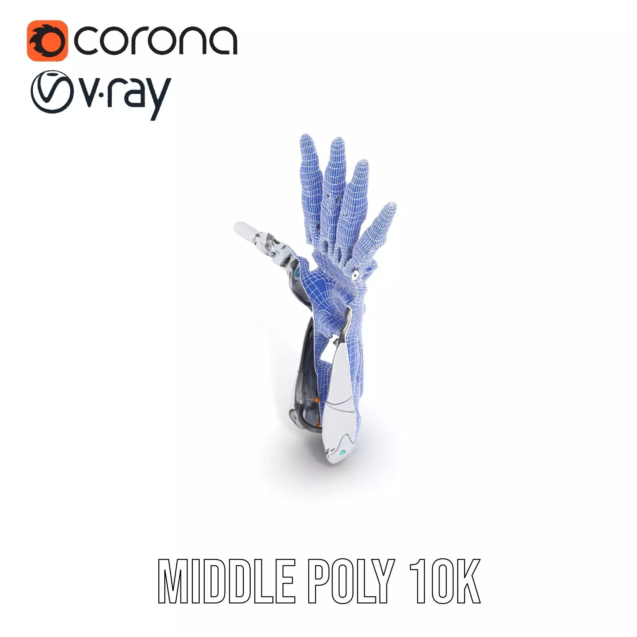 Futuristic Robotic Hand Model Pack with LED Highlights Low-poly 3D model_29