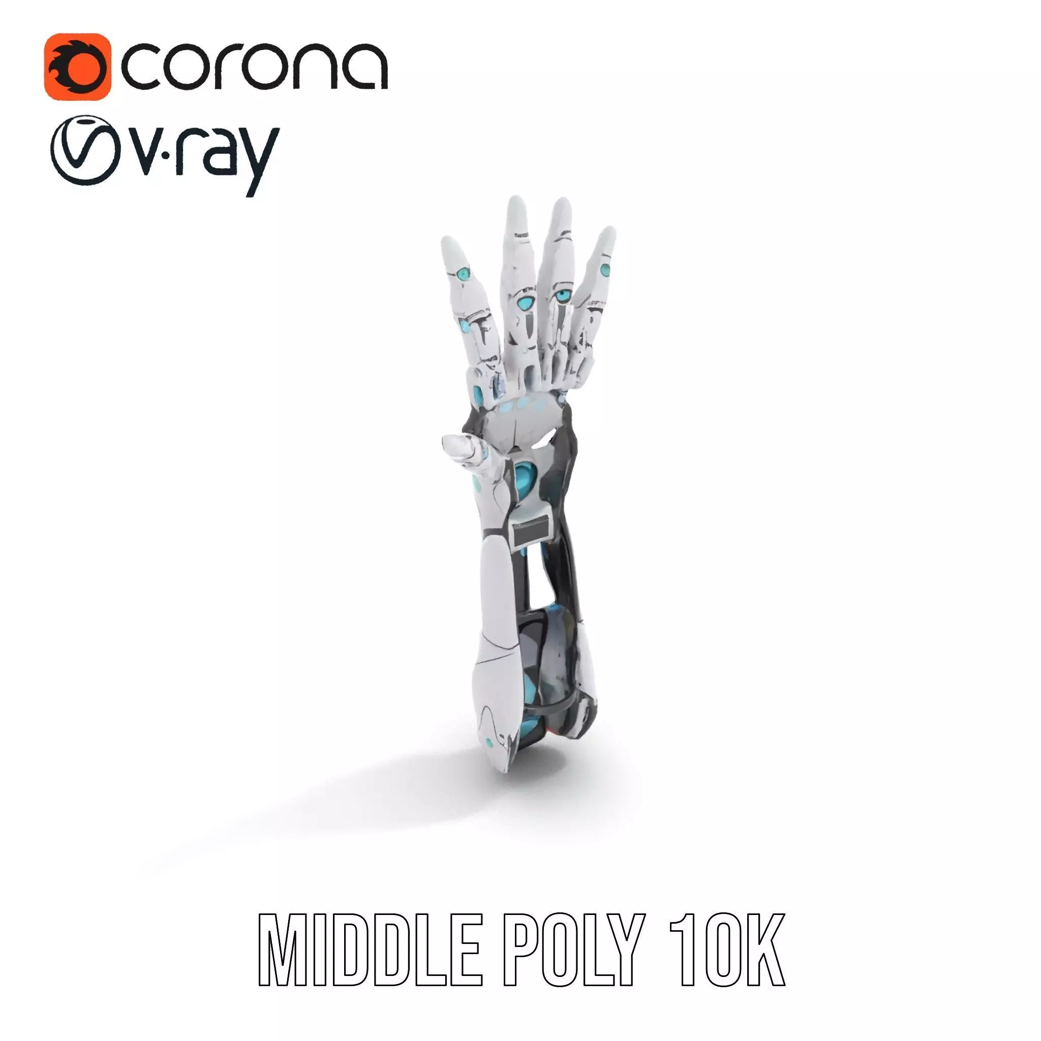 Futuristic Robotic Hand Model Pack with LED Highlights Low-poly 3D model_15