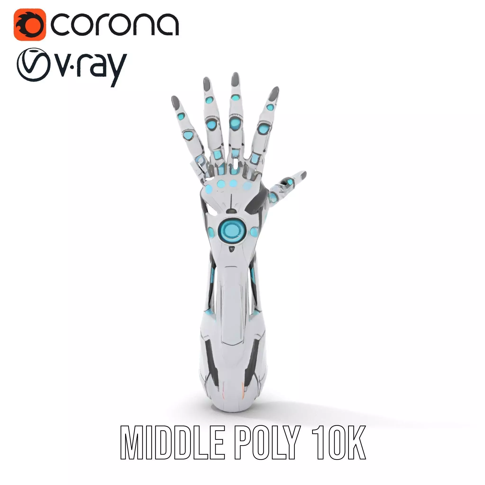 Futuristic Robotic Hand Model Pack with LED Highlights Low-poly 3D model_12