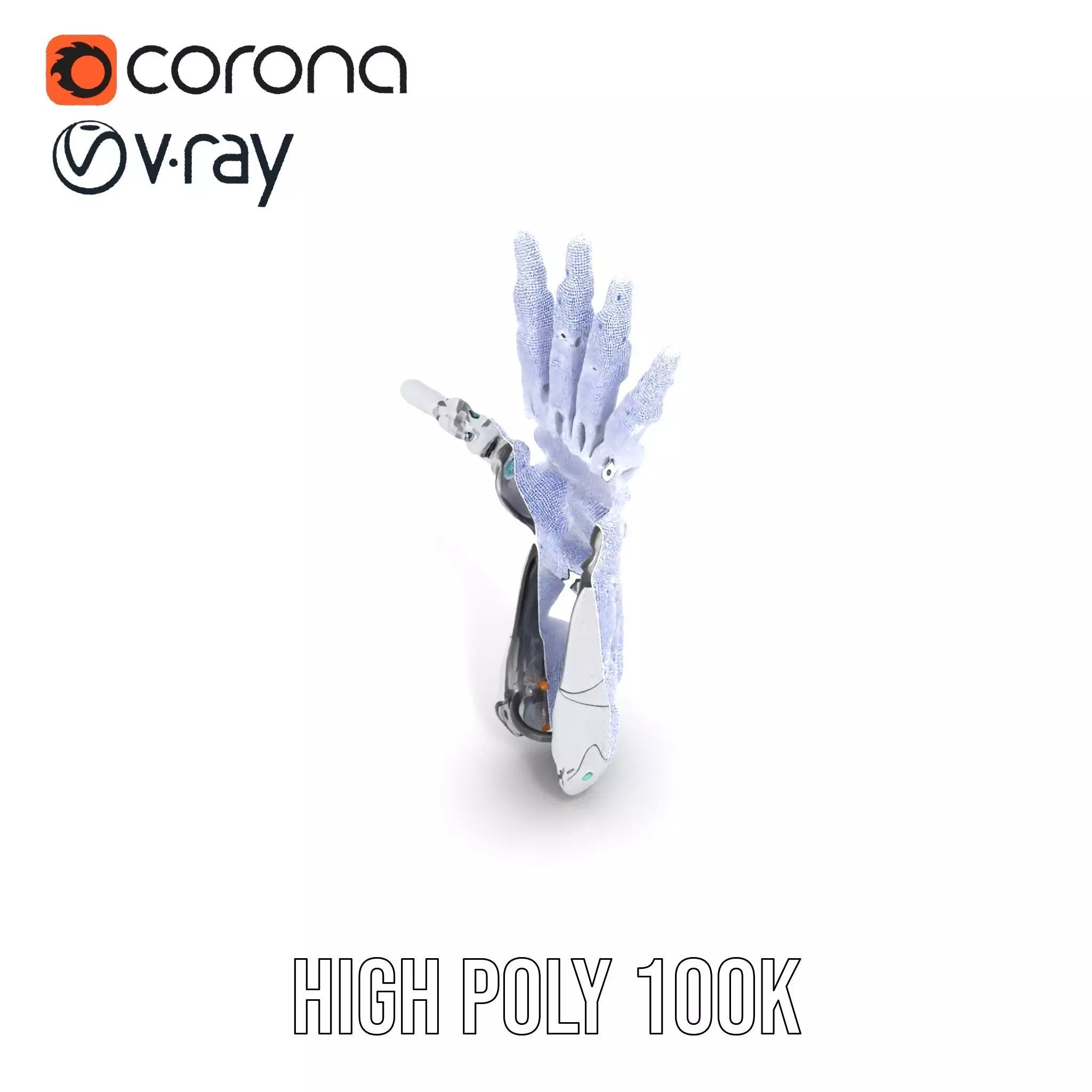 Futuristic Robotic Hand Model Pack with LED Highlights Low-poly 3D model_28