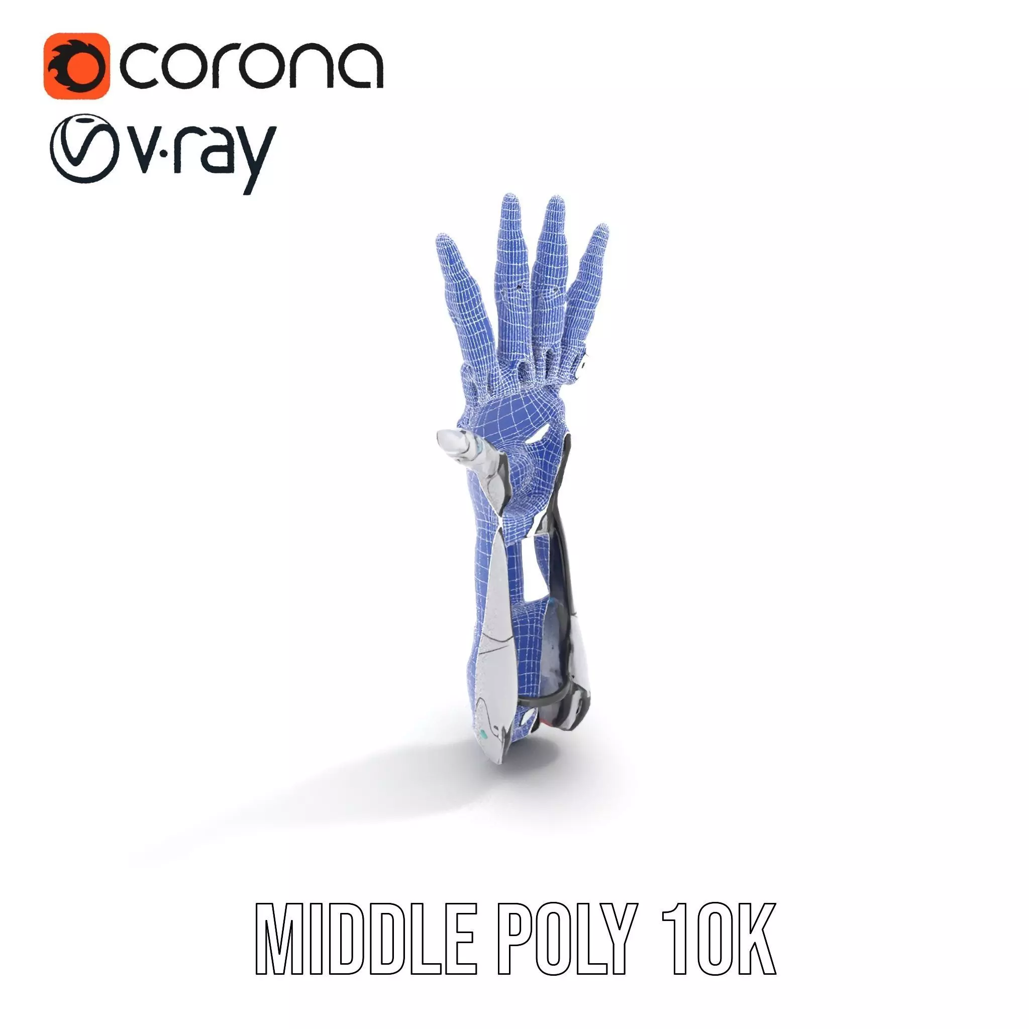 Futuristic Robotic Hand Model Pack with LED Highlights Low-poly 3D model_18