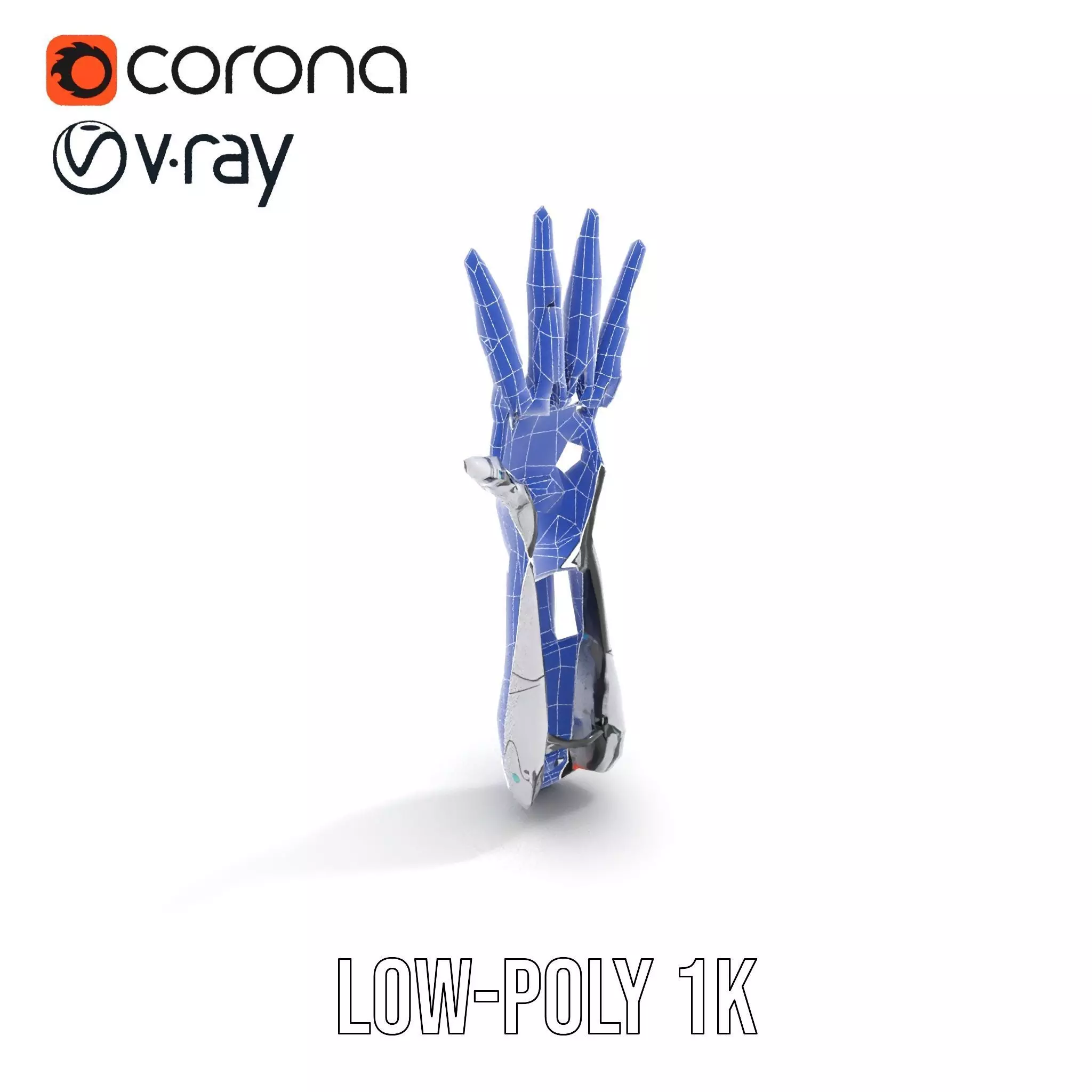 Futuristic Robotic Hand Model Pack with LED Highlights Low-poly 3D model_27