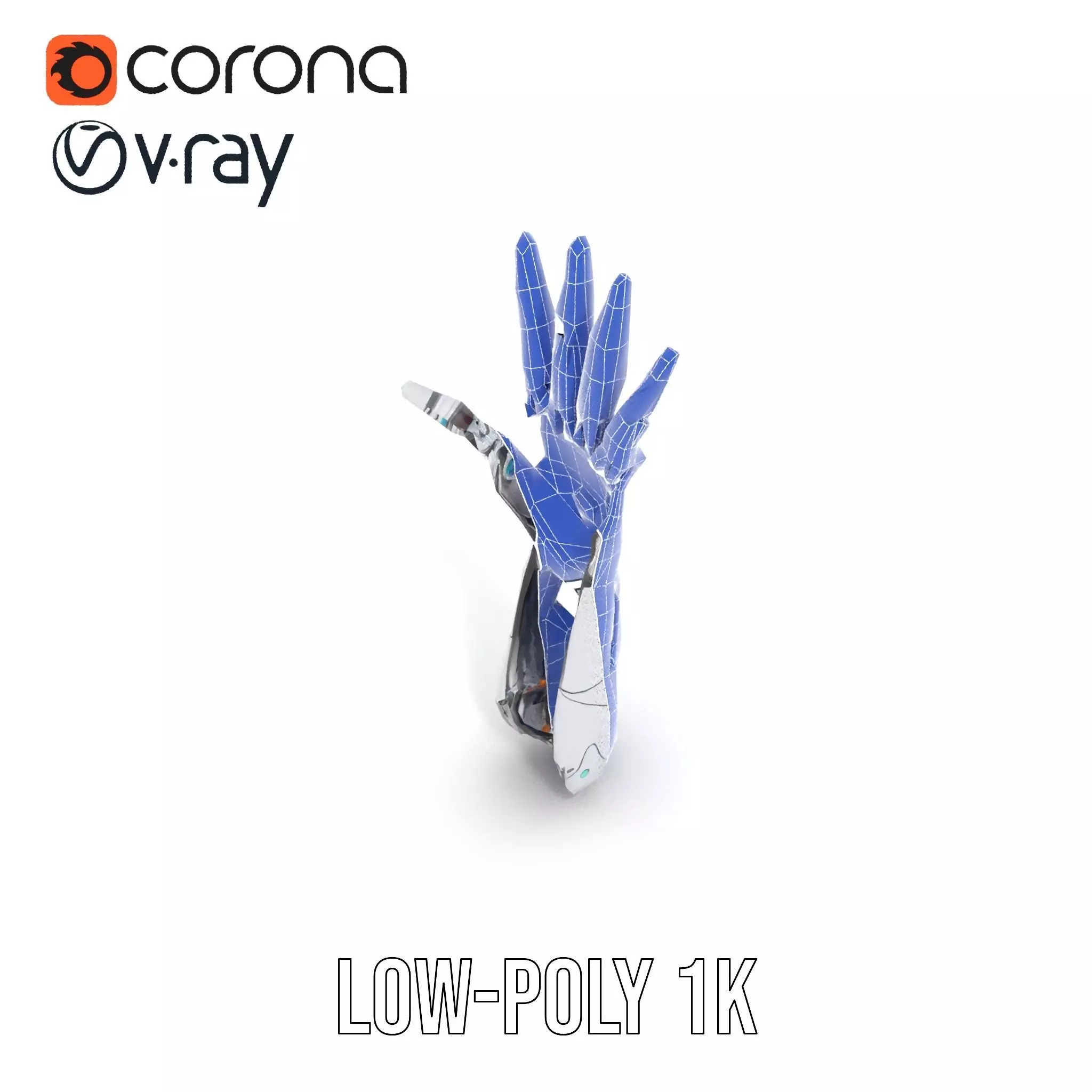 Futuristic Robotic Hand Model Pack with LED Highlights Low-poly 3D model_16