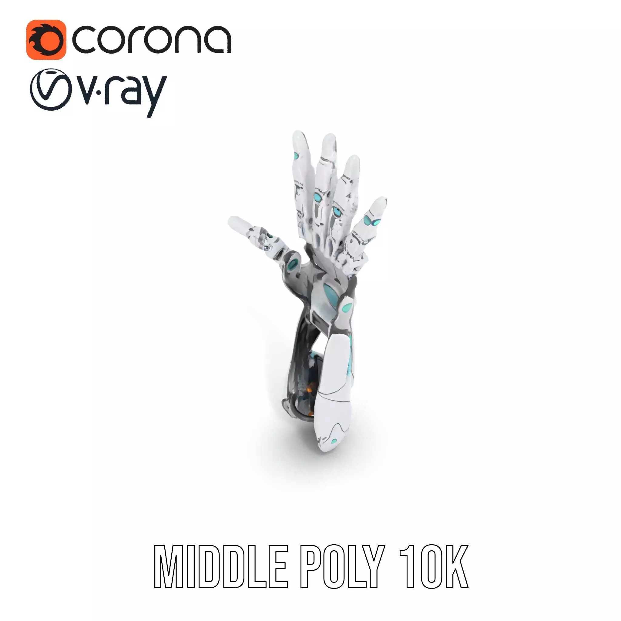Futuristic Robotic Hand Model Pack with LED Highlights Low-poly 3D model_9