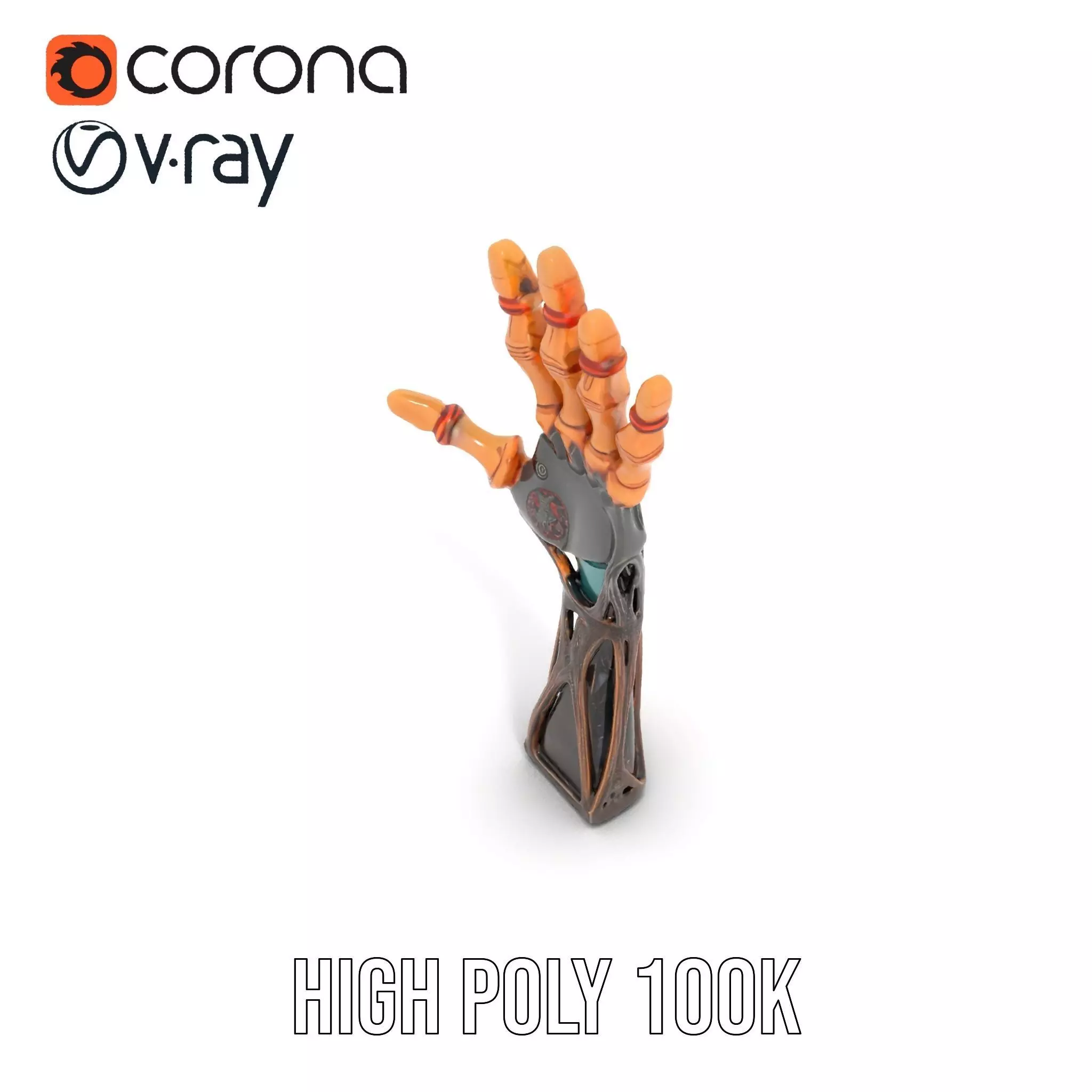 Steampunk Mechanical Hand Model Pack Low-poly 3D model_16