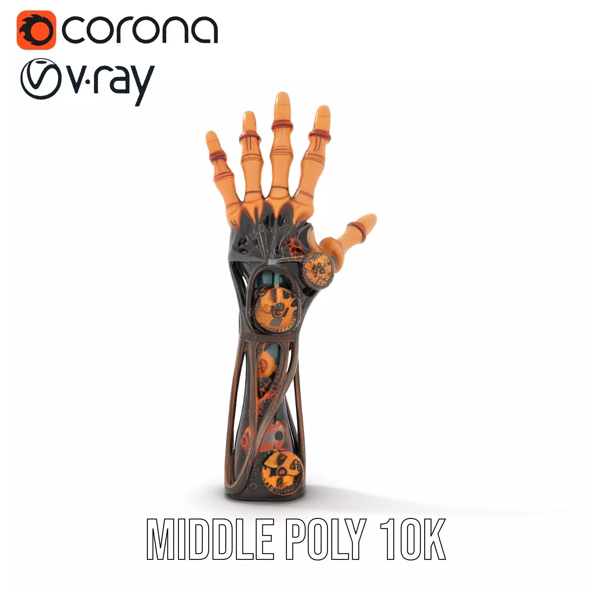 Steampunk Mechanical Hand Model Pack Low-poly 3D model_9